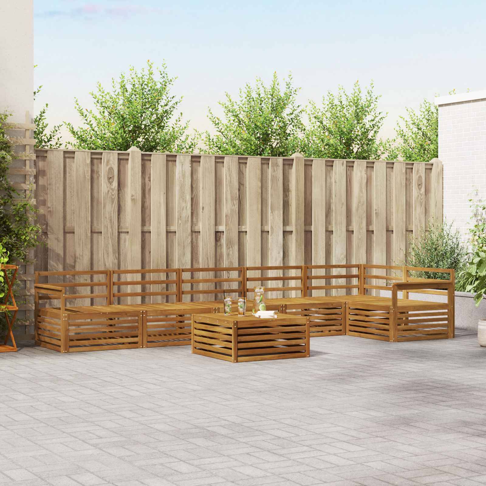 vidaXL Outdoor-Sofagarnitur 7 pcs Natur Massivholz Akazie
