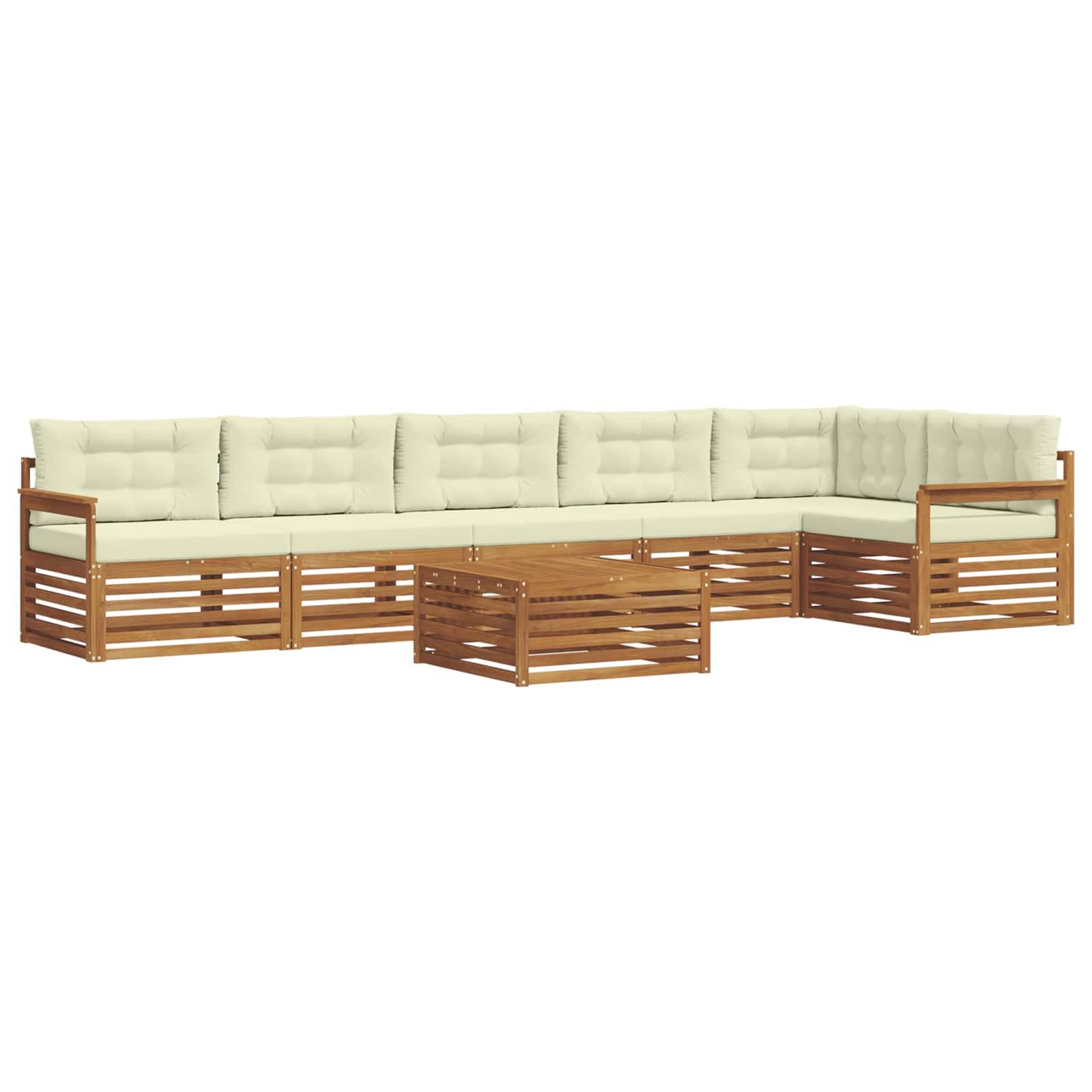 vidaXL Outdoor-Sofagarnitur mit Kissen 7 pcs Natur und Creme