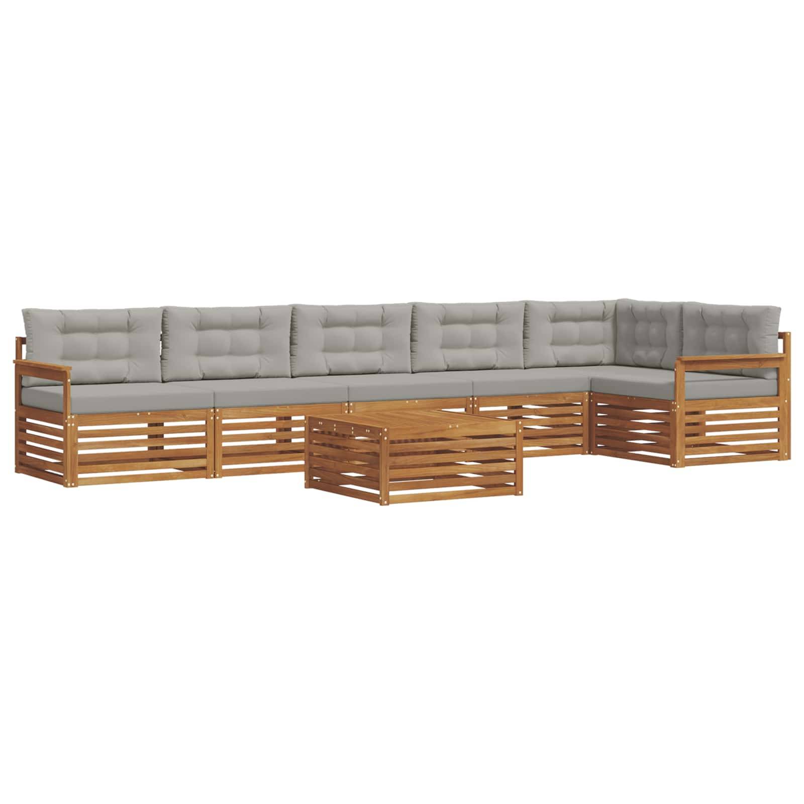 vidaXL Outdoor-Sofagarnitur mit Kissen 7 pcs Natürlich und Hellgrau