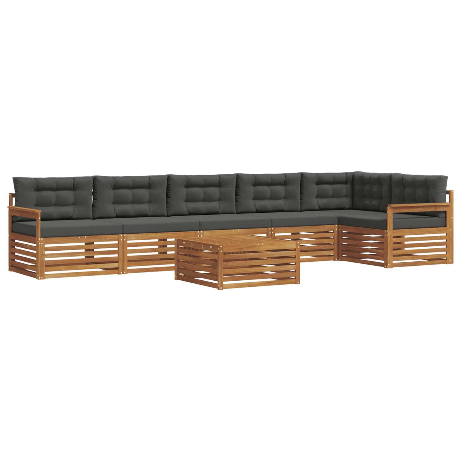 vidaXL Outdoor-Sofagarnitur mit Kissen 7 pcs Natur und Anthrazit