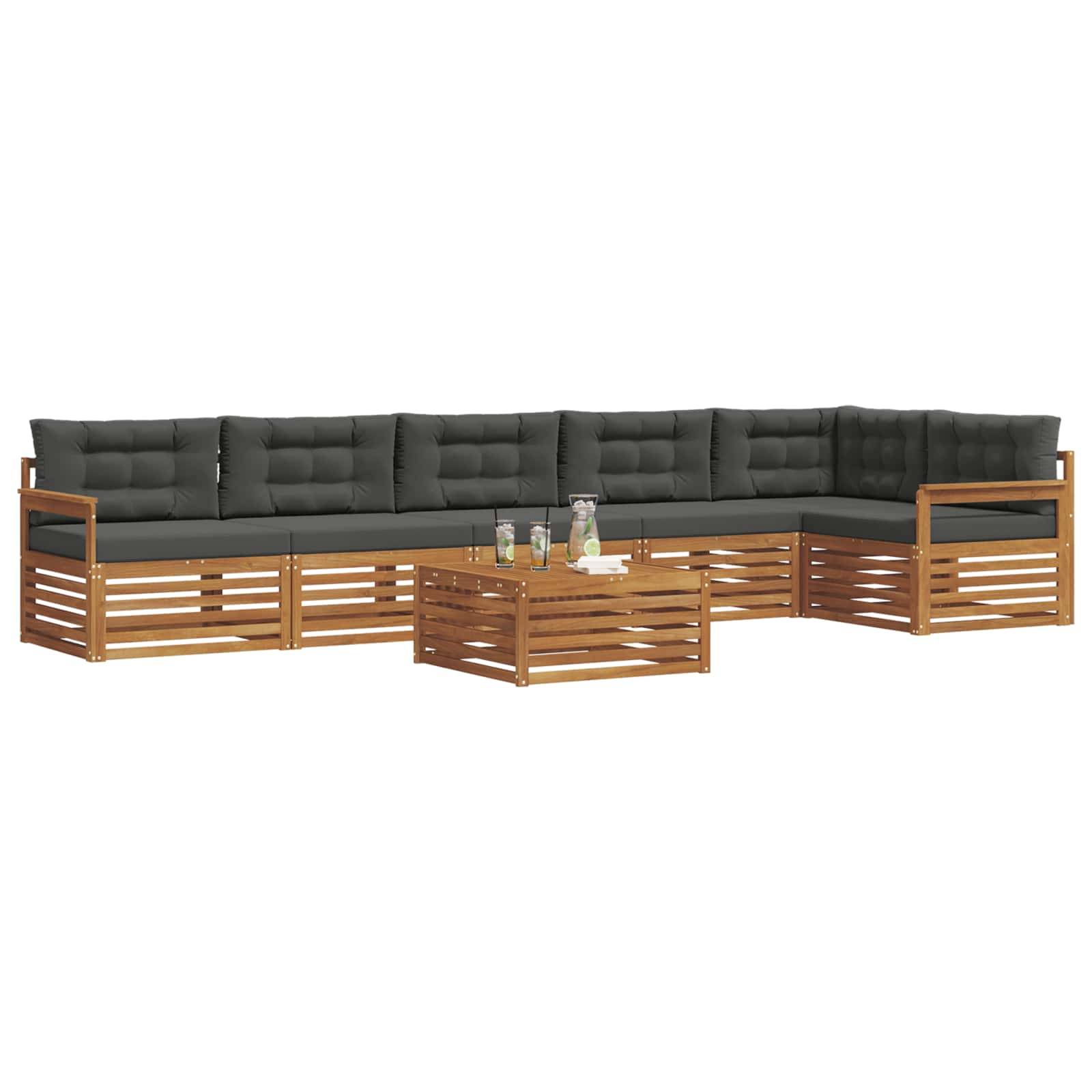 vidaXL Outdoor-Sofagarnitur mit Kissen 7 pcs Natur und Anthrazit