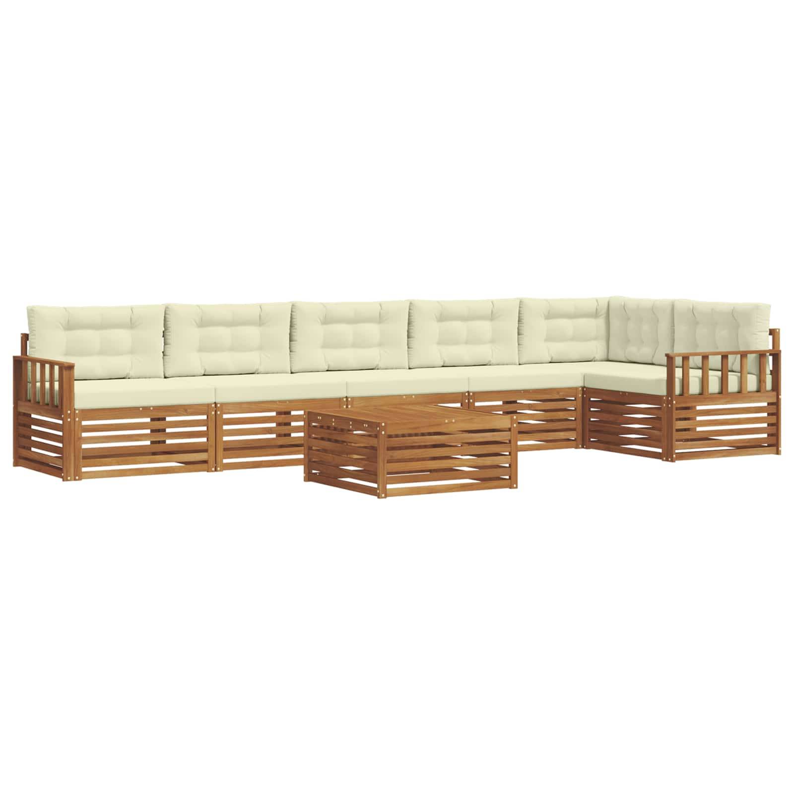 vidaXL Outdoor-Sofagarnitur mit Kissen 7 pcs Natur und Creme