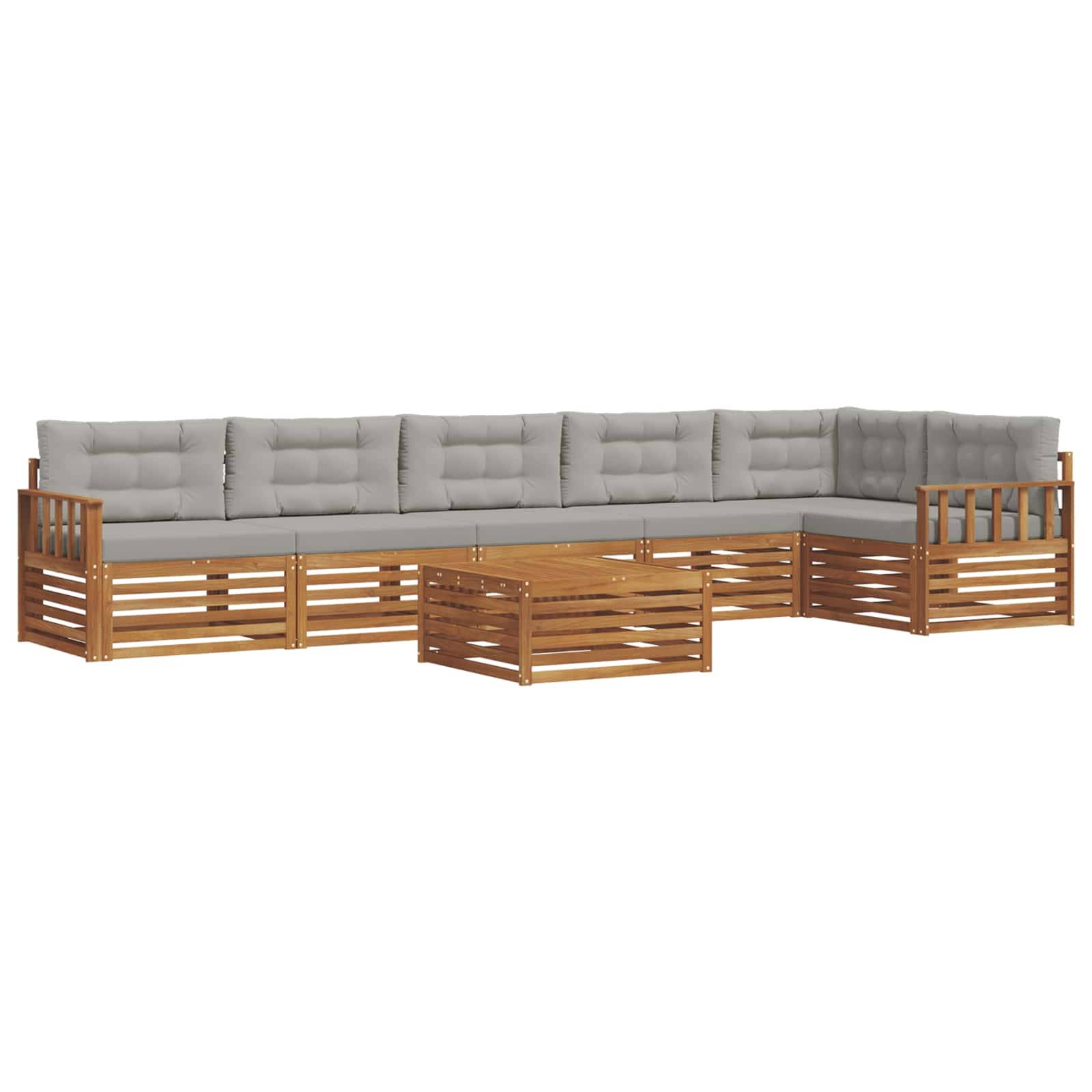 vidaXL Outdoor-Sofagarnitur mit Kissen 7 pcs Natürlich und Hellgrau