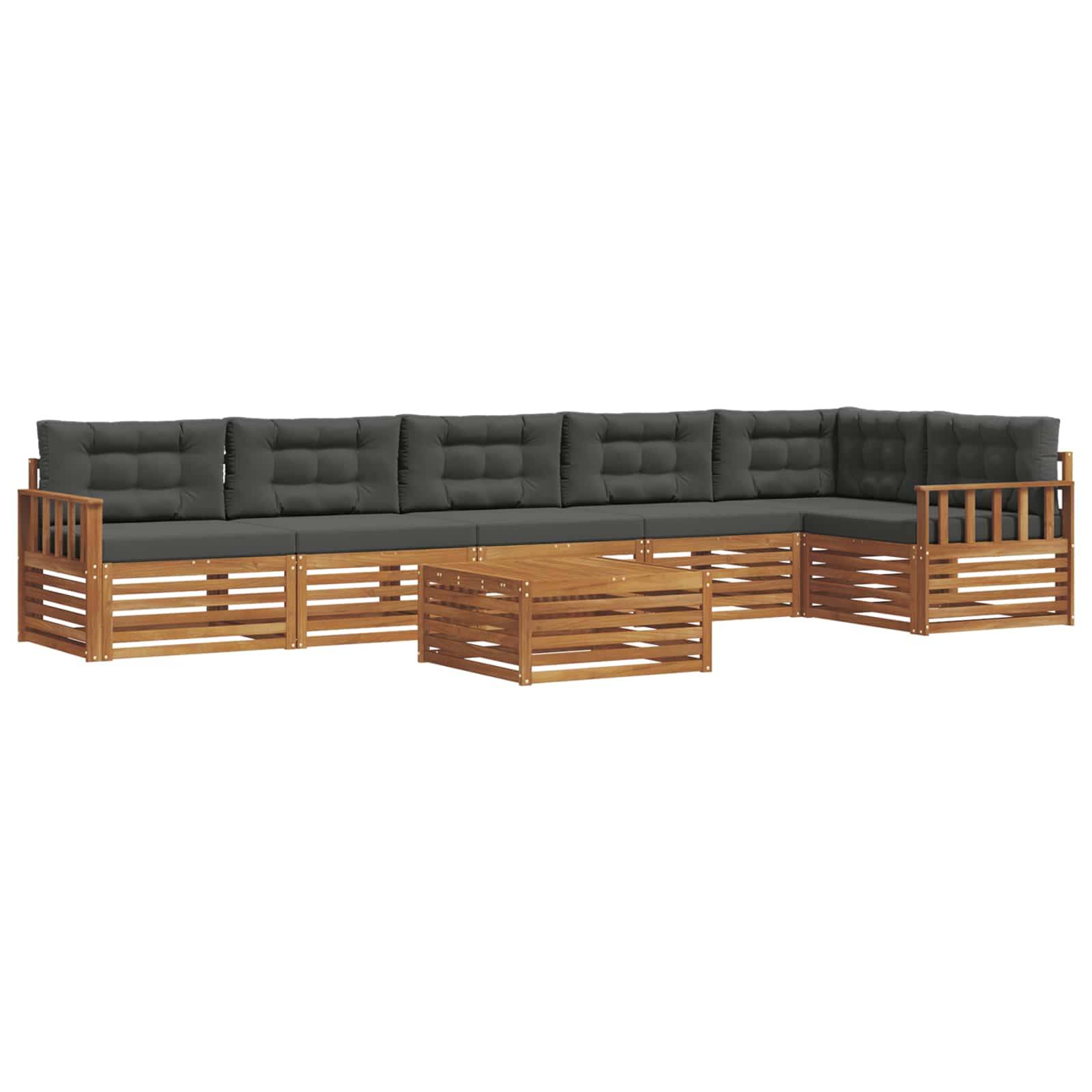 vidaXL Outdoor-Sofagarnitur mit Kissen 7 pcs Natur und Anthrazit