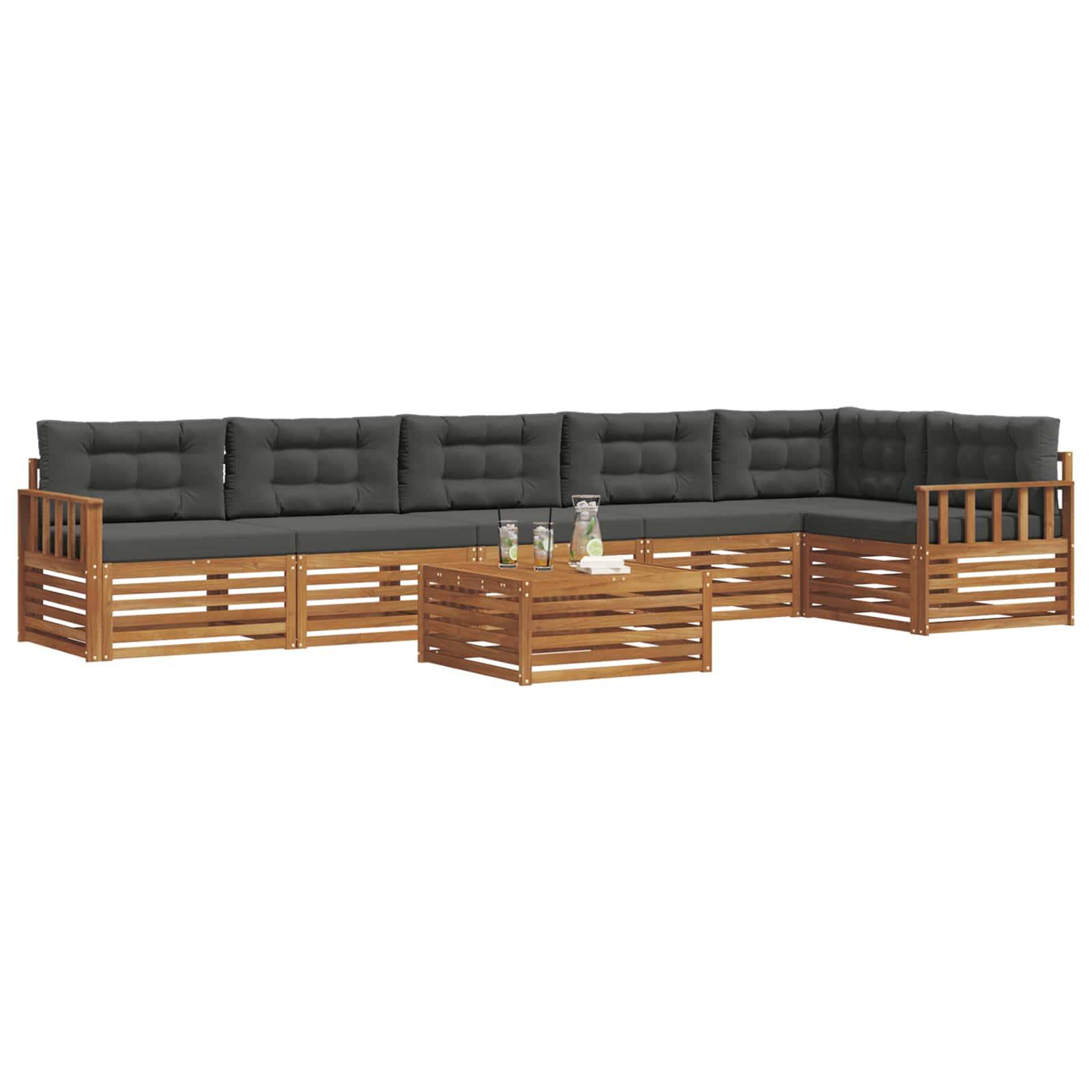 vidaXL Outdoor-Sofagarnitur mit Kissen 7 pcs Natur und Anthrazit