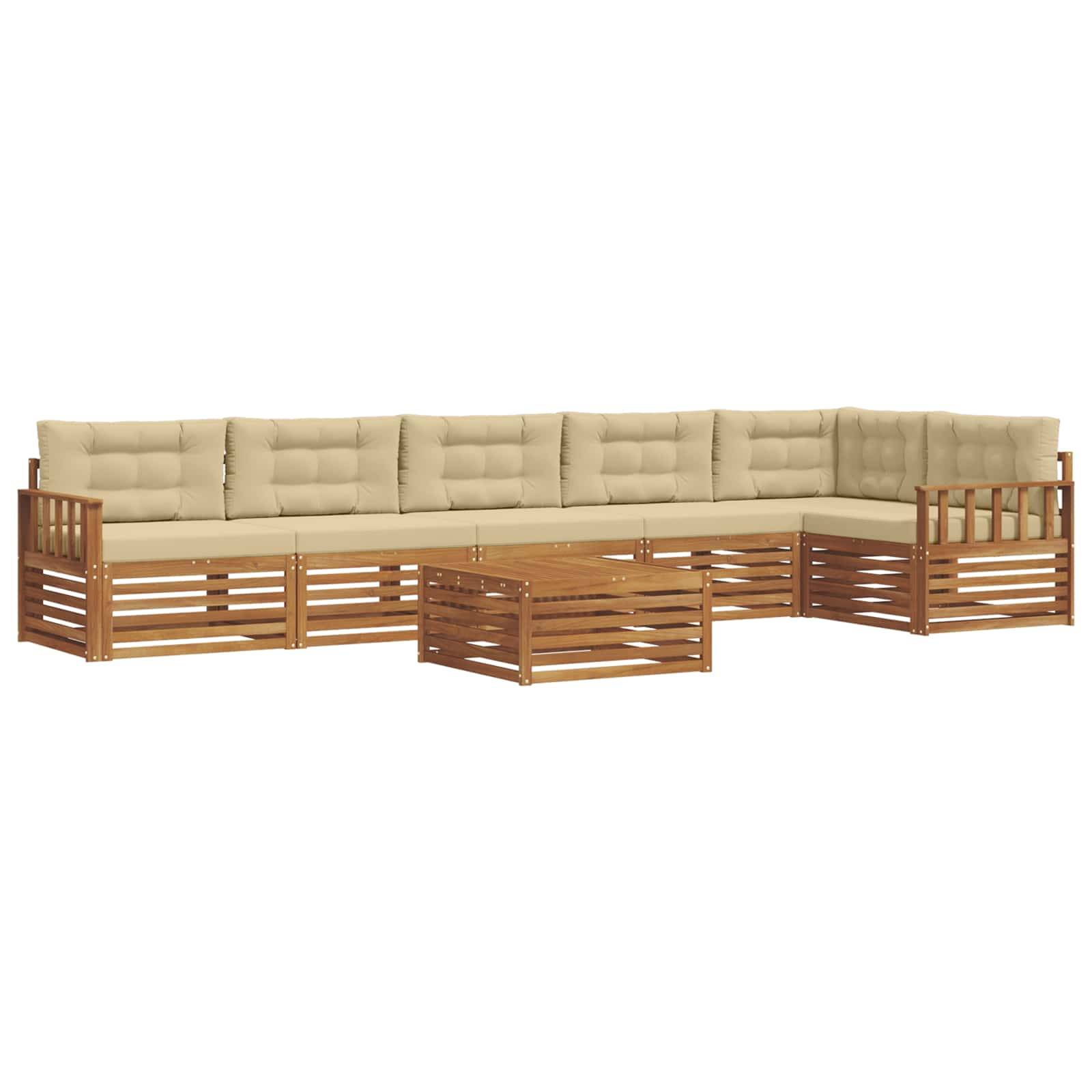 vidaXL Outdoor-Sofagarnitur mit Kissen 7 pcs Natur und Beige