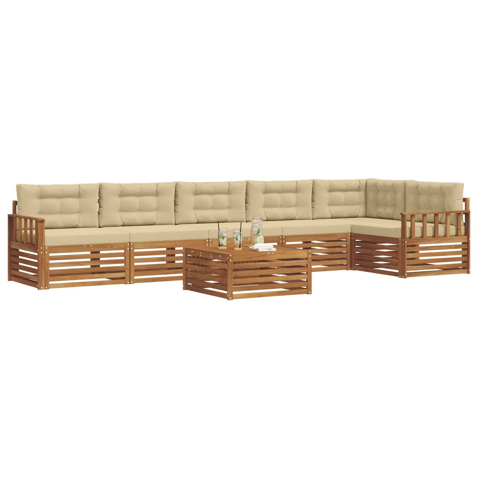vidaXL Outdoor-Sofagarnitur mit Kissen 7 pcs Natur und Beige