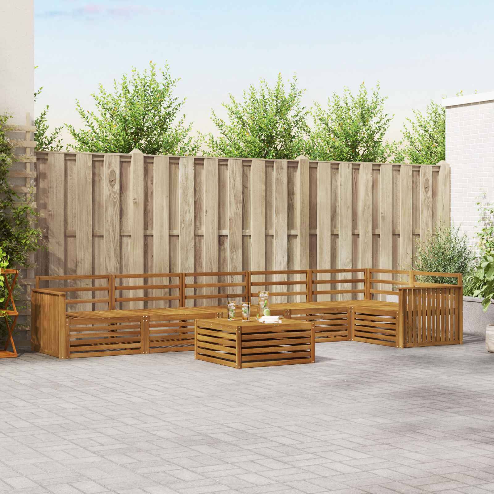 vidaXL Outdoor-Sofagarnitur 7 pcs Natur Massivholz Akazie