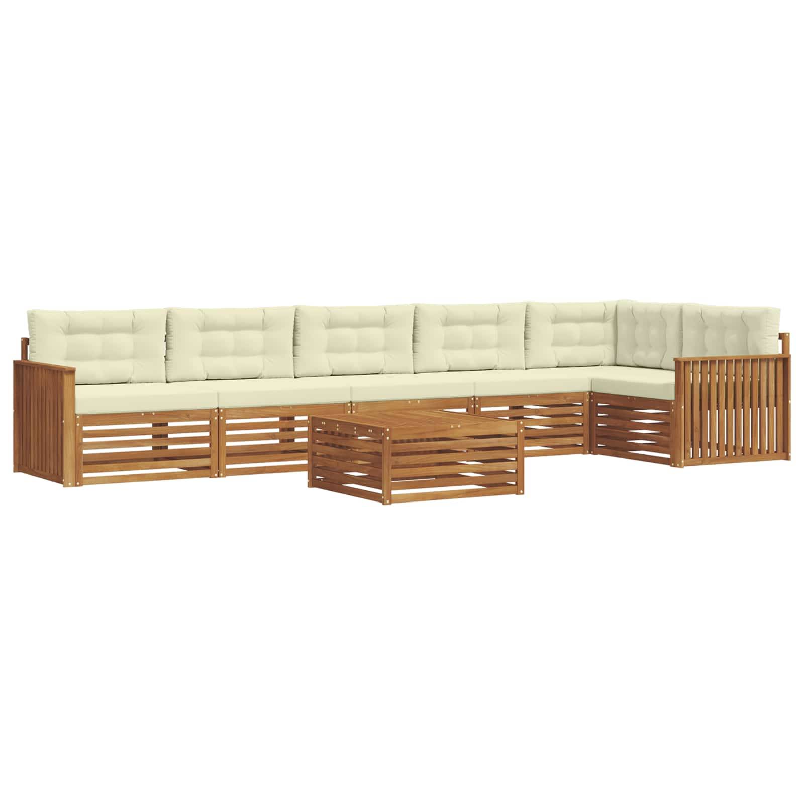 vidaXL Outdoor-Sofagarnitur mit Kissen 7 pcs Natur und Creme