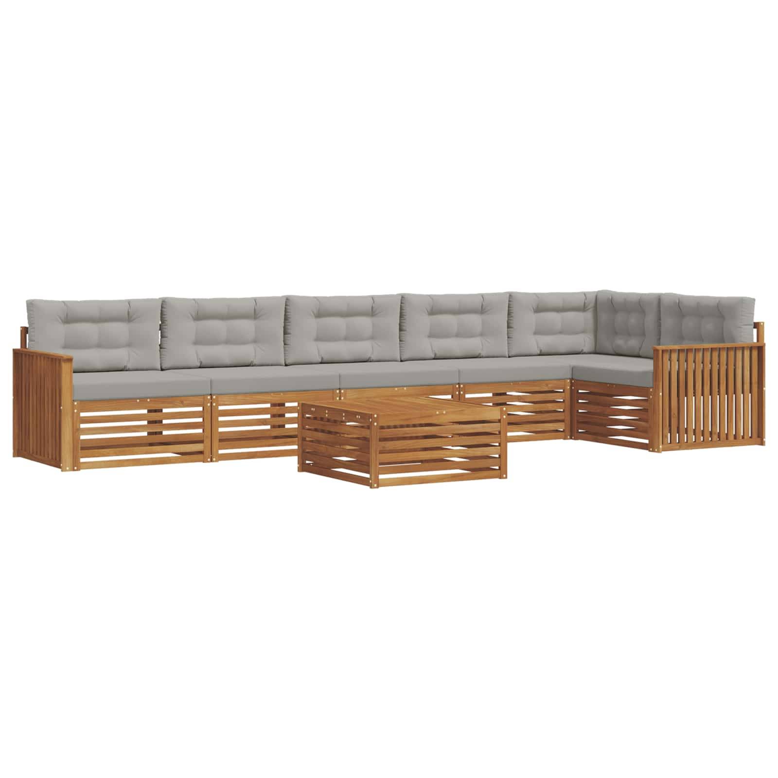 vidaXL Outdoor-Sofagarnitur mit Kissen 7 pcs Natürlich und Hellgrau