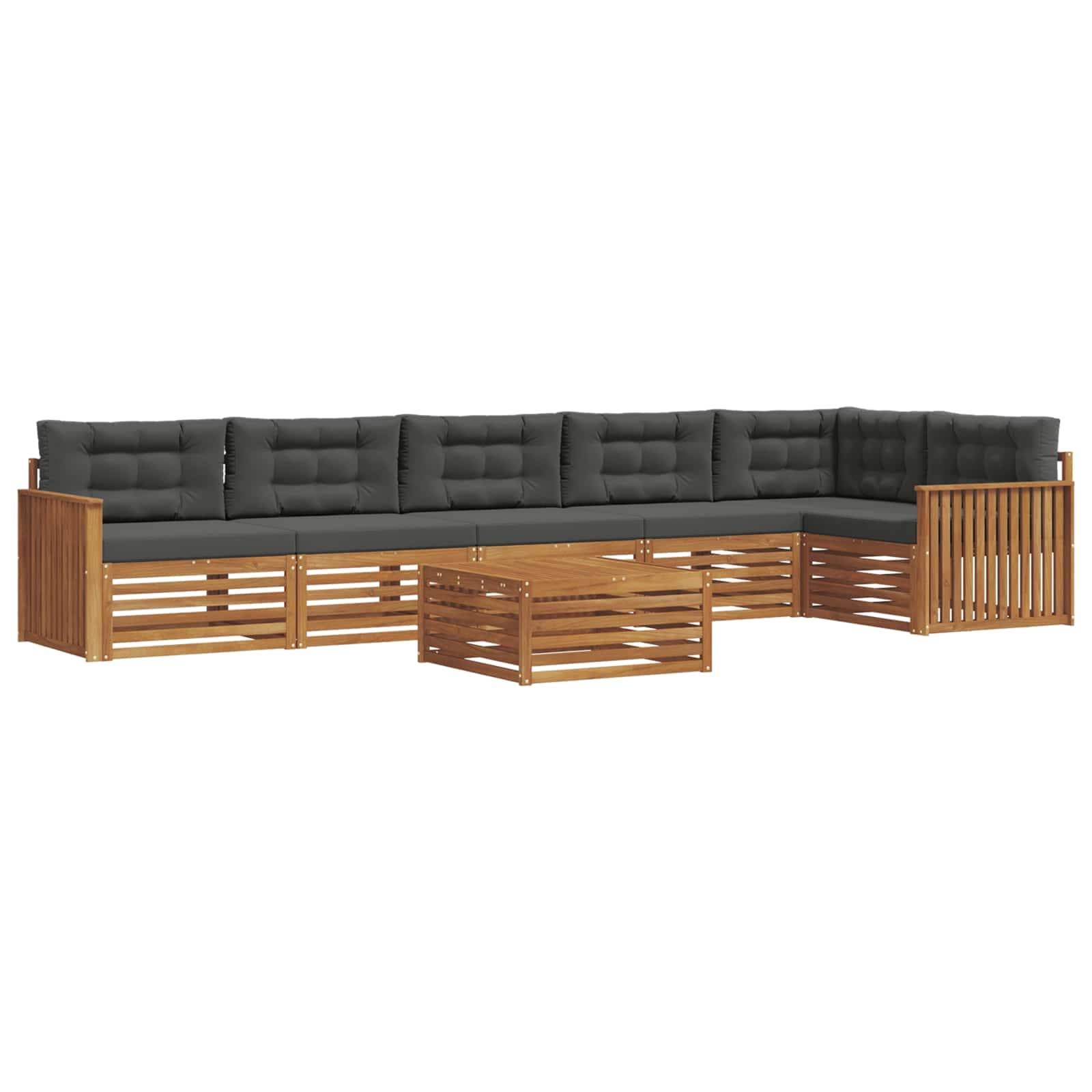 vidaXL Outdoor-Sofagarnitur mit Kissen 7 pcs Natur und Anthrazit