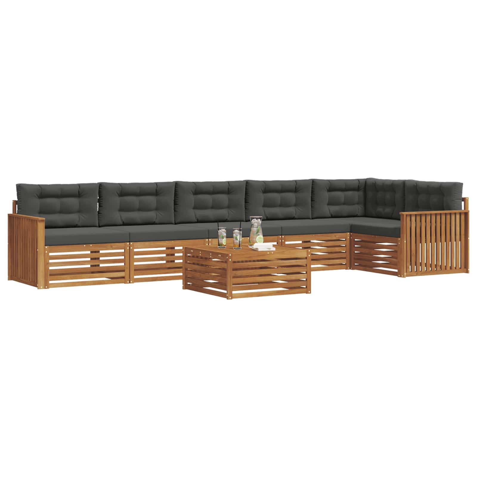 vidaXL Outdoor-Sofagarnitur mit Kissen 7 pcs Natur und Anthrazit