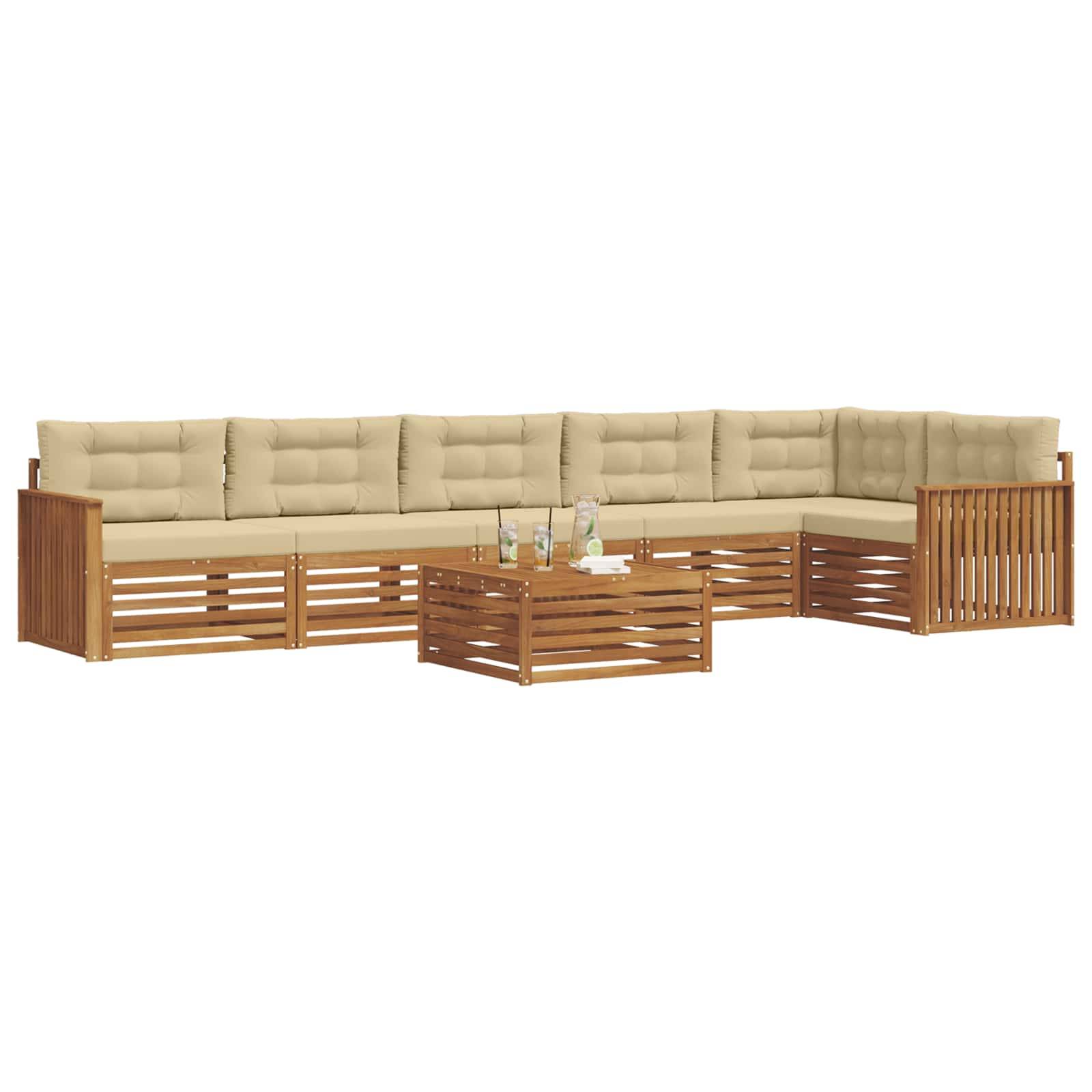 vidaXL Outdoor-Sofagarnitur mit Kissen 7 pcs Natur und Beige