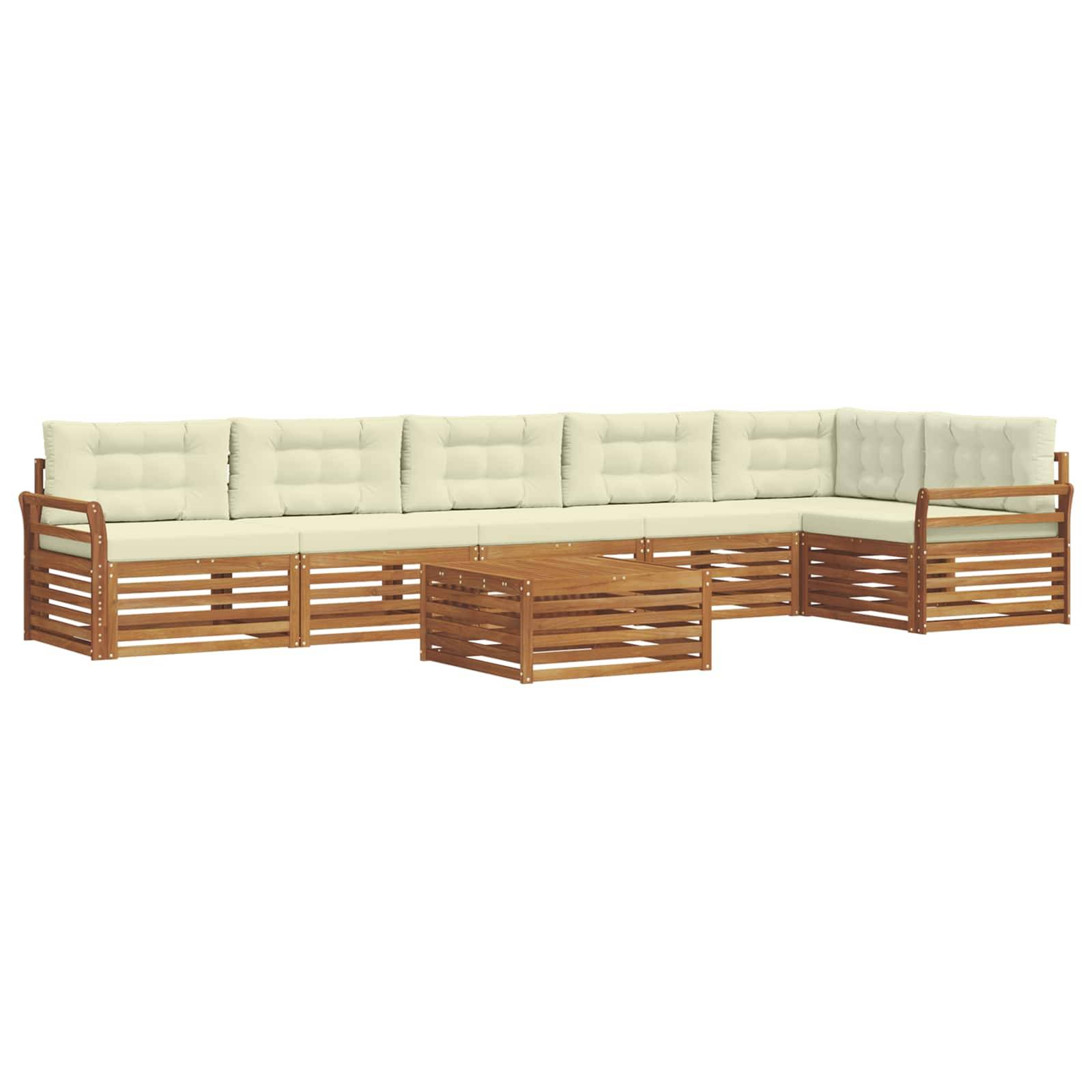 vidaXL Outdoor-Sofagarnitur mit Kissen 7 pcs Natur und Creme