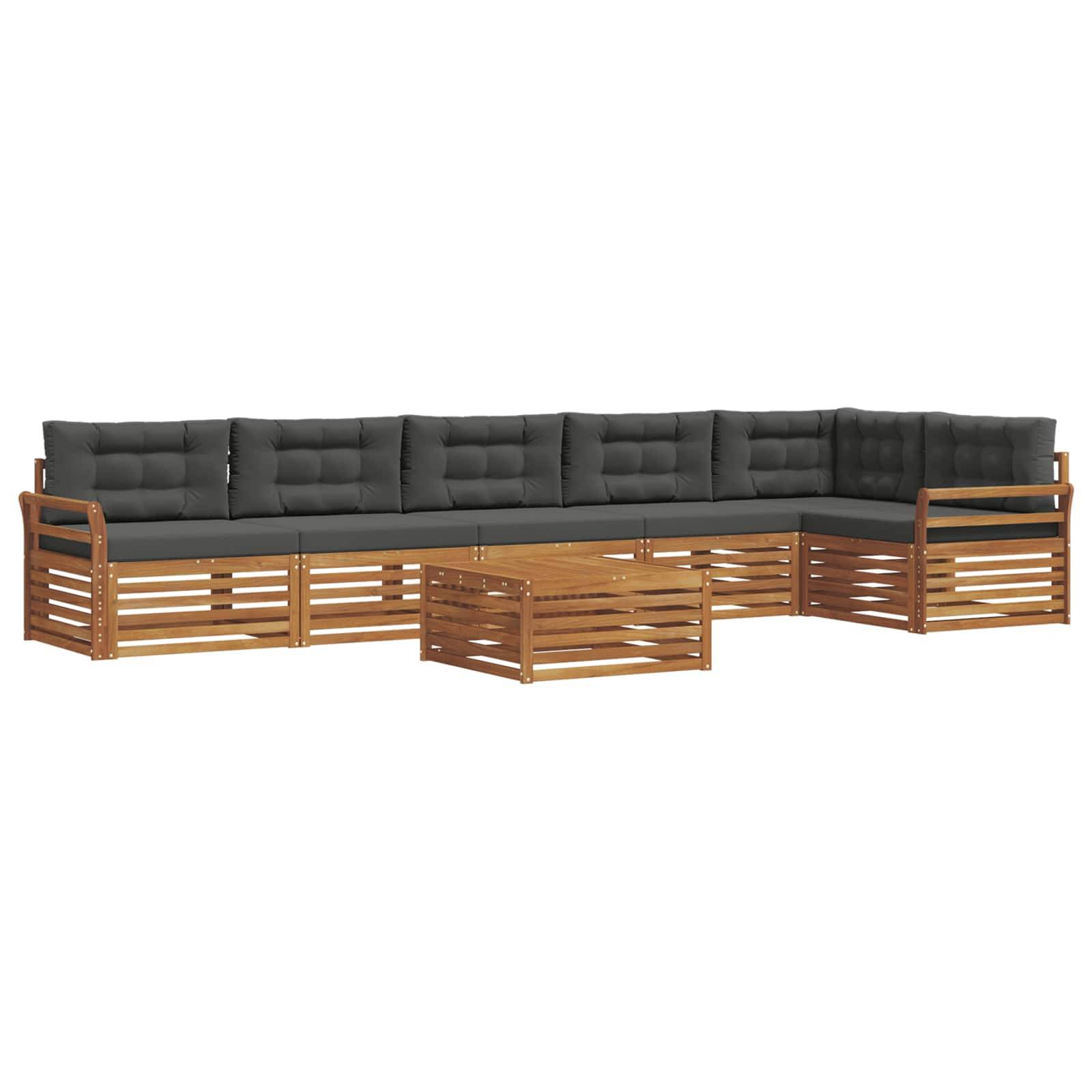 vidaXL Outdoor-Sofagarnitur mit Kissen 7 pcs Natur und Anthrazit