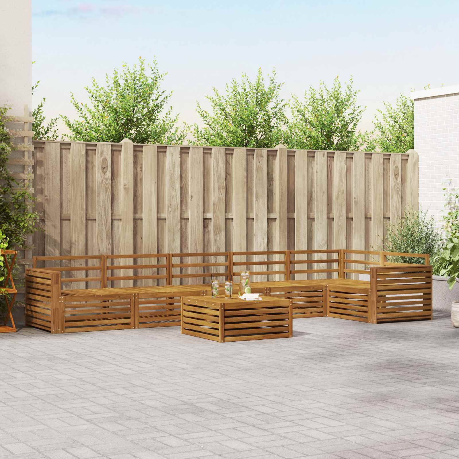 vidaXL Outdoor-Sofagarnitur 7 pcs Natur Massivholz Akazie