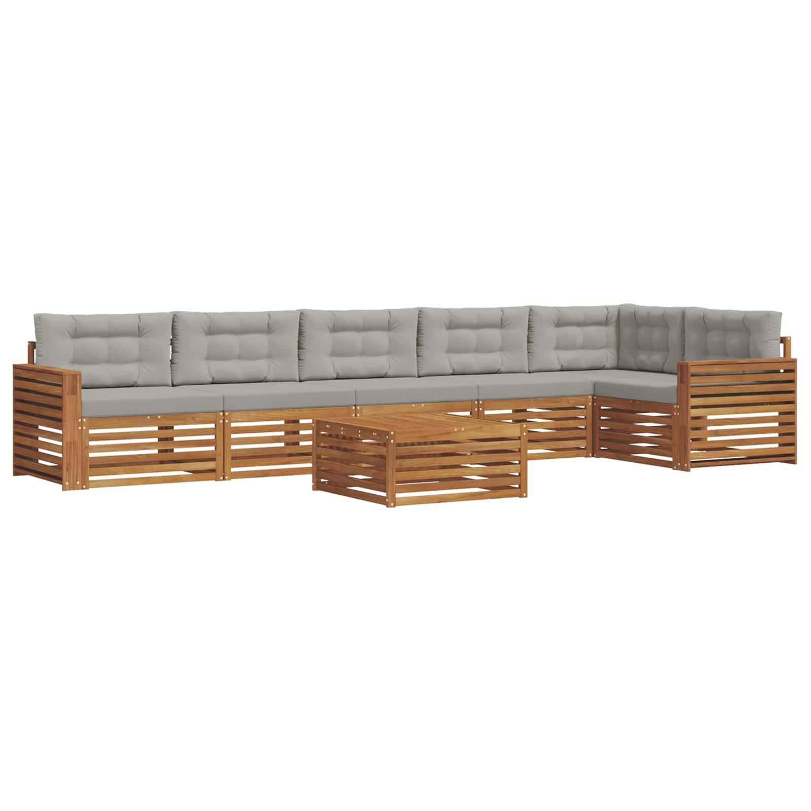 vidaXL Outdoor-Sofagarnitur mit Kissen 7 pcs Natürlich und Hellgrau