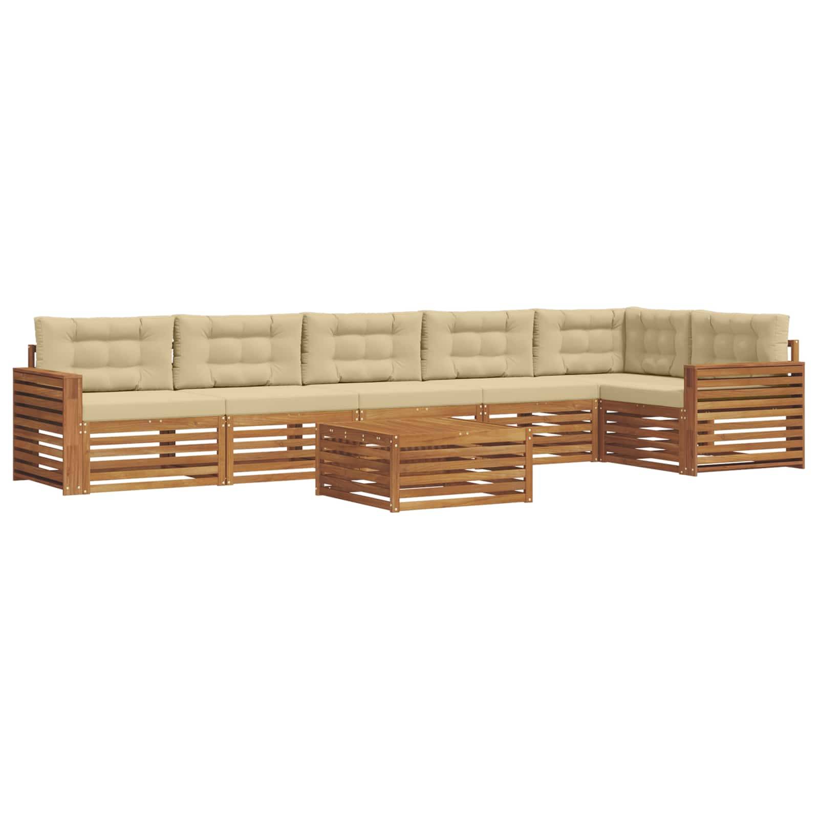 vidaXL Outdoor-Sofagarnitur mit Kissen 7 pcs Natur und Beige