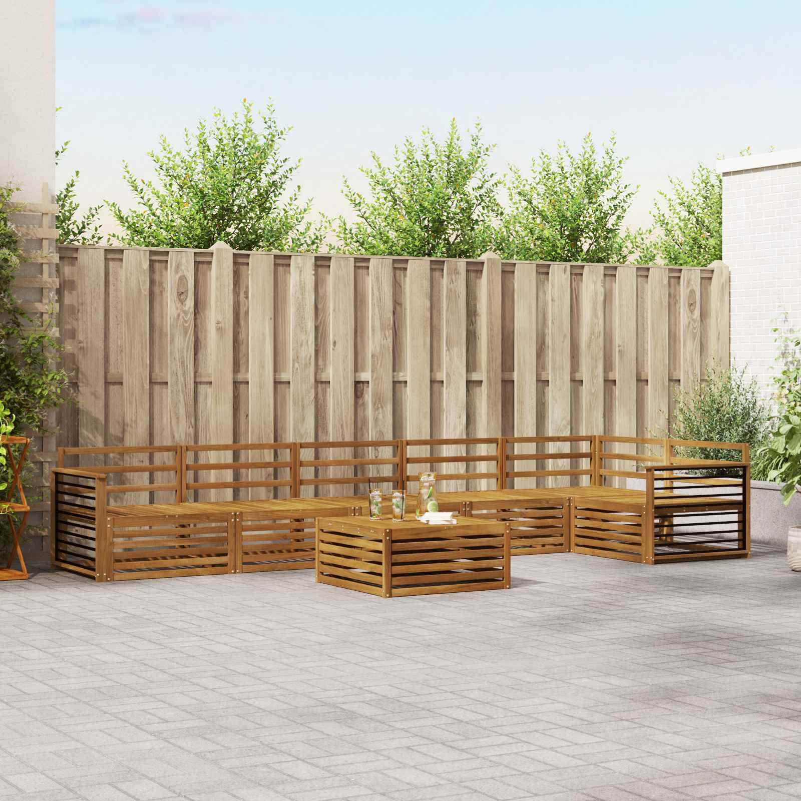 vidaXL Outdoor-Sofagarnitur 7 pcs Natur Massivholz Akazie