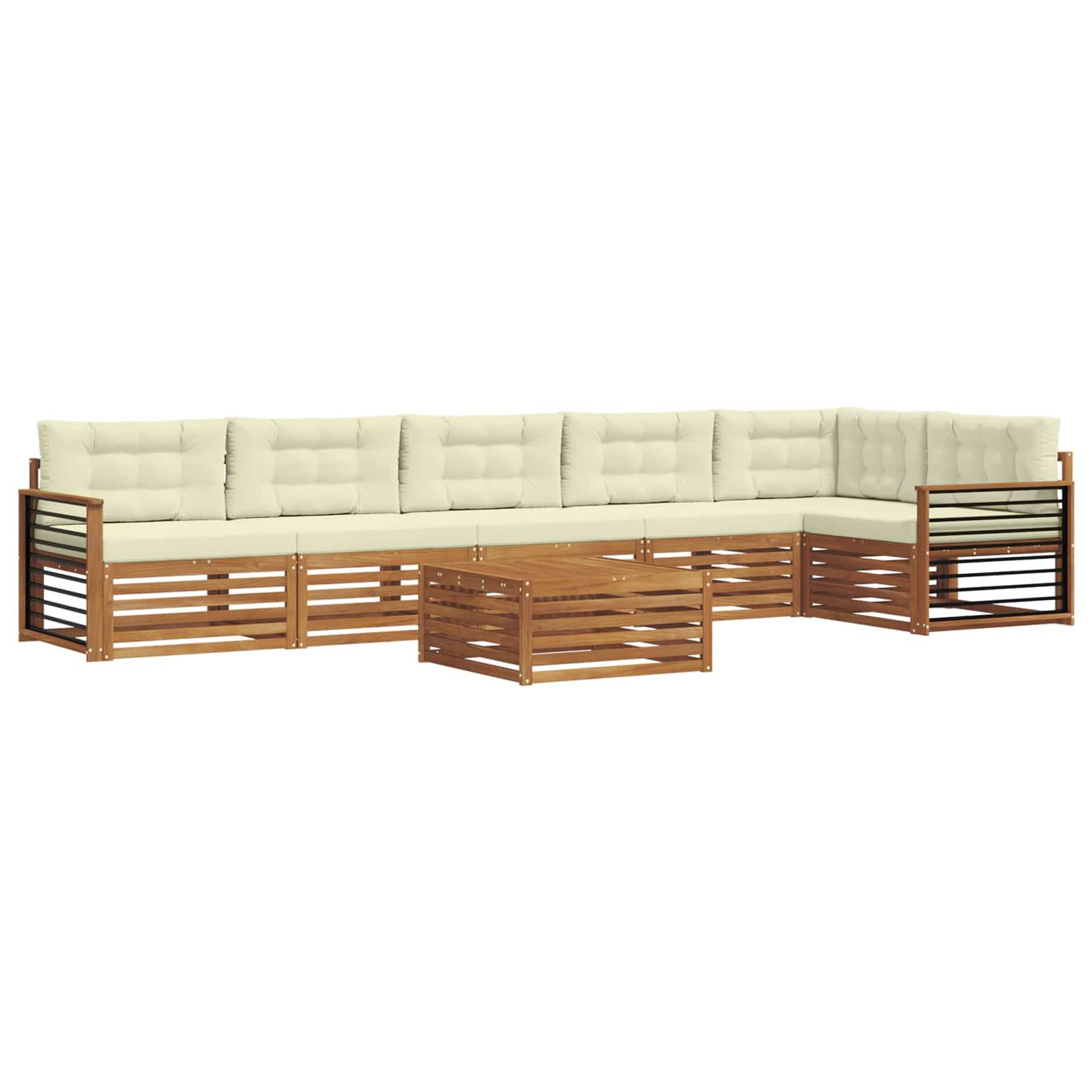 vidaXL Outdoor-Sofagarnitur mit Kissen 7 pcs Natur und Creme