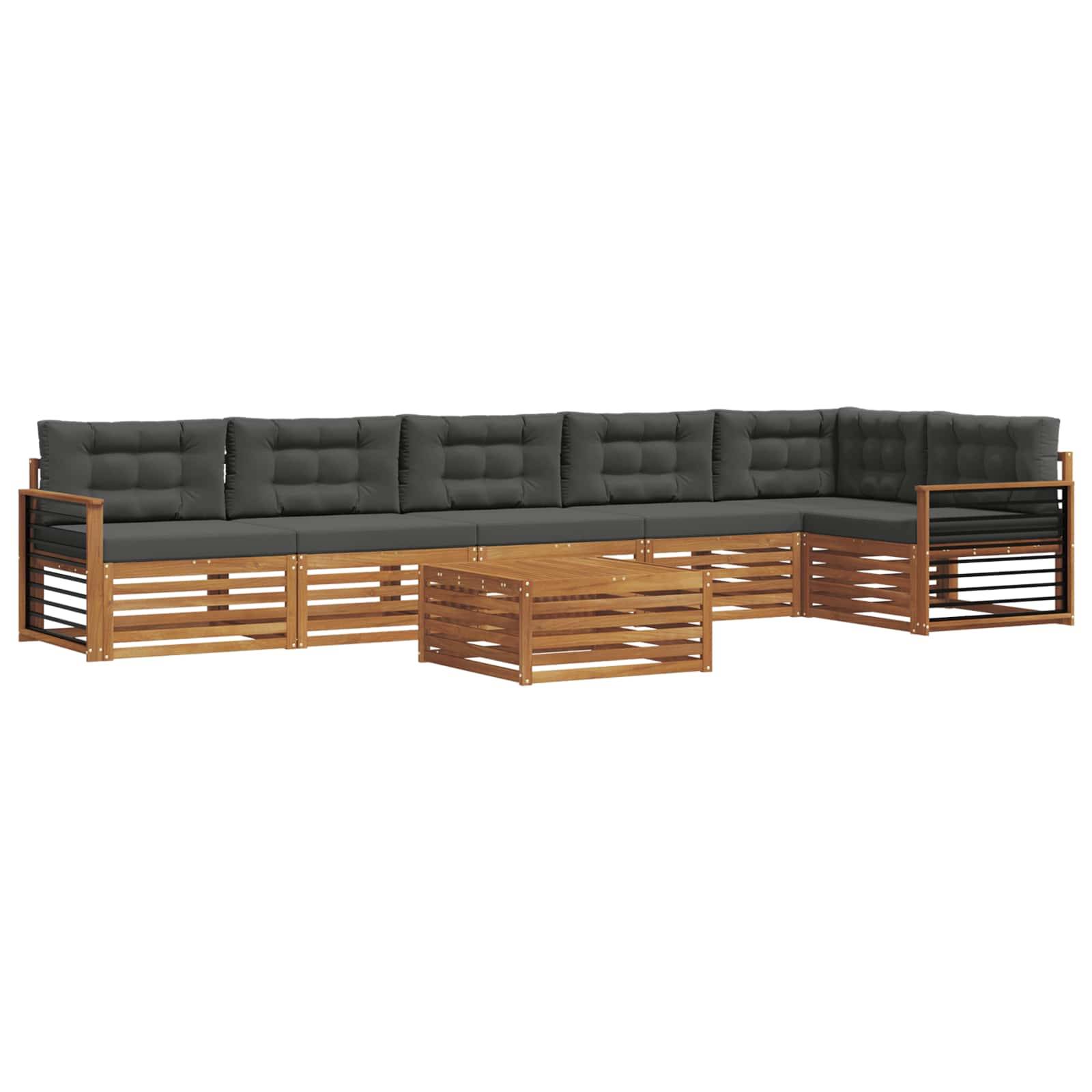 vidaXL Outdoor-Sofagarnitur mit Kissen 7 pcs Natur und Anthrazit