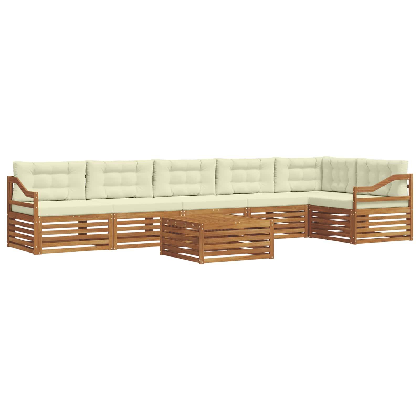 vidaXL Outdoor-Sofagarnitur mit Kissen 7 pcs Natur und Creme