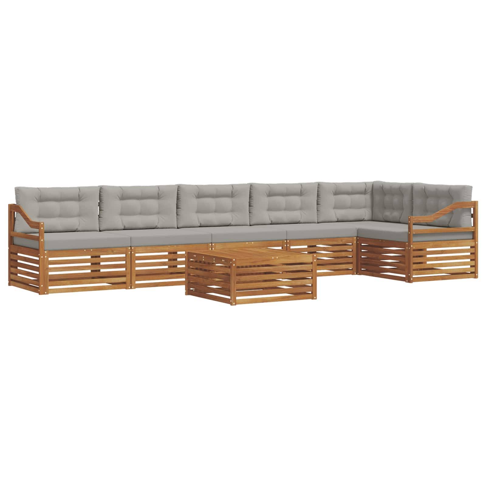 vidaXL Outdoor-Sofagarnitur mit Kissen 7 pcs Natürlich und Hellgrau