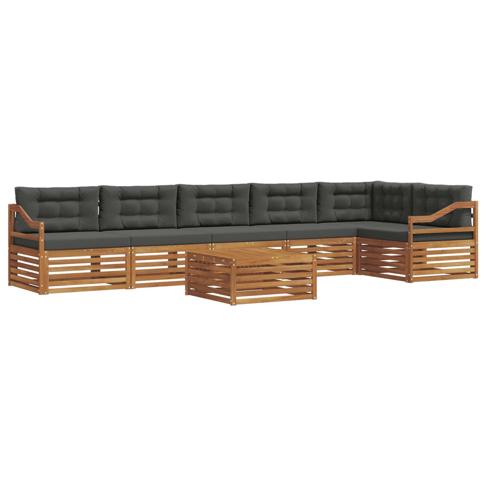 vidaXL Outdoor-Sofagarnitur mit Kissen 7 pcs Natur und Anthrazit
