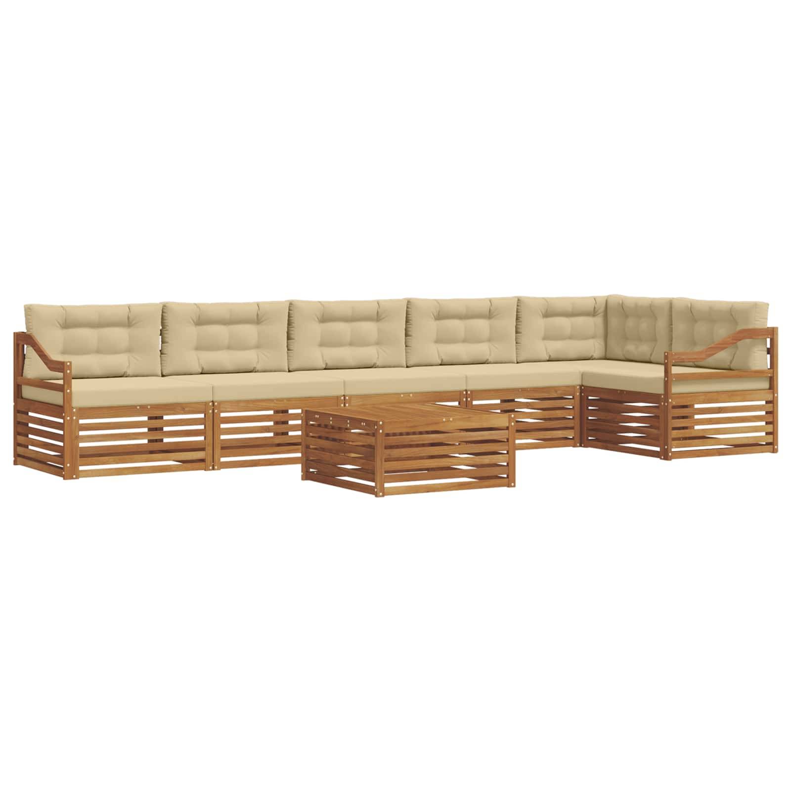 vidaXL Outdoor-Sofagarnitur mit Kissen 7 pcs Natur und Beige