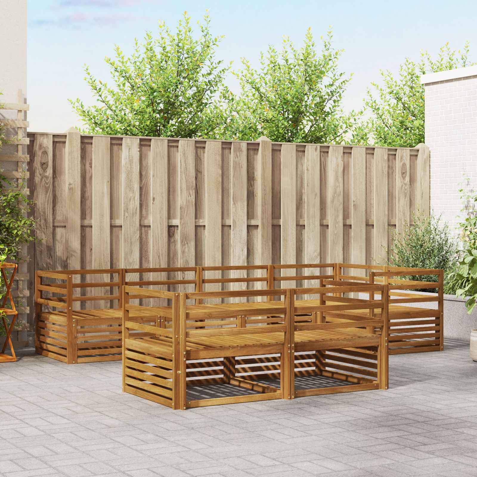 vidaXL Outdoor-Sofagarnitur 7 pcs Natur Massivholz Akazie