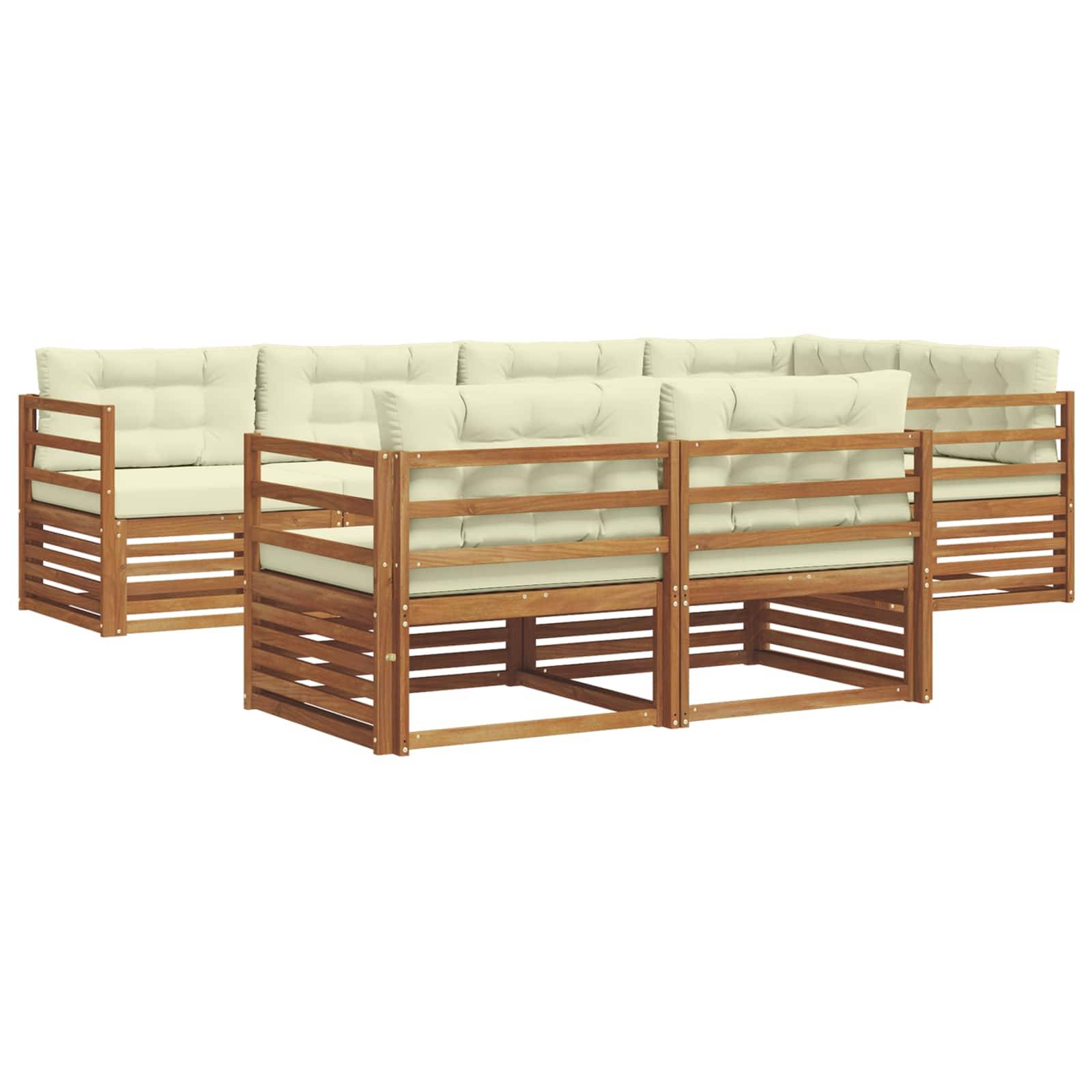 vidaXL Outdoor-Sofagarnitur mit Kissen 7 pcs Natur und Creme