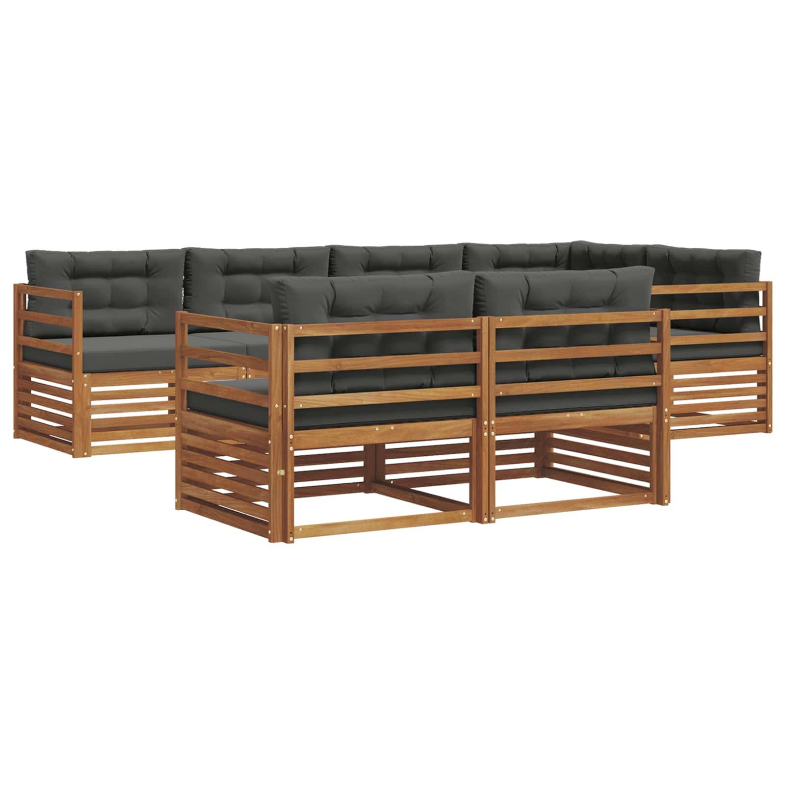 vidaXL Outdoor-Sofagarnitur mit Kissen 7 pcs Natur und Anthrazit