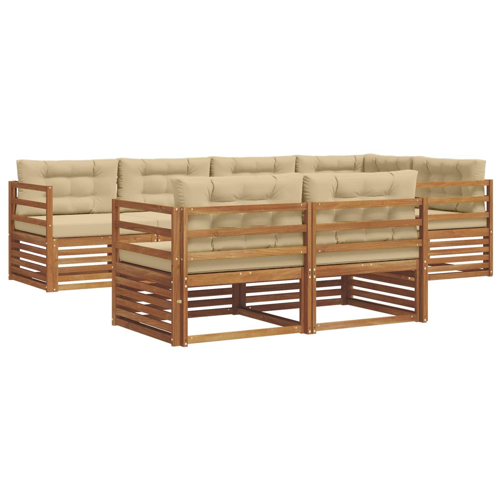 vidaXL Outdoor-Sofagarnitur mit Kissen 7 pcs Natur und Beige