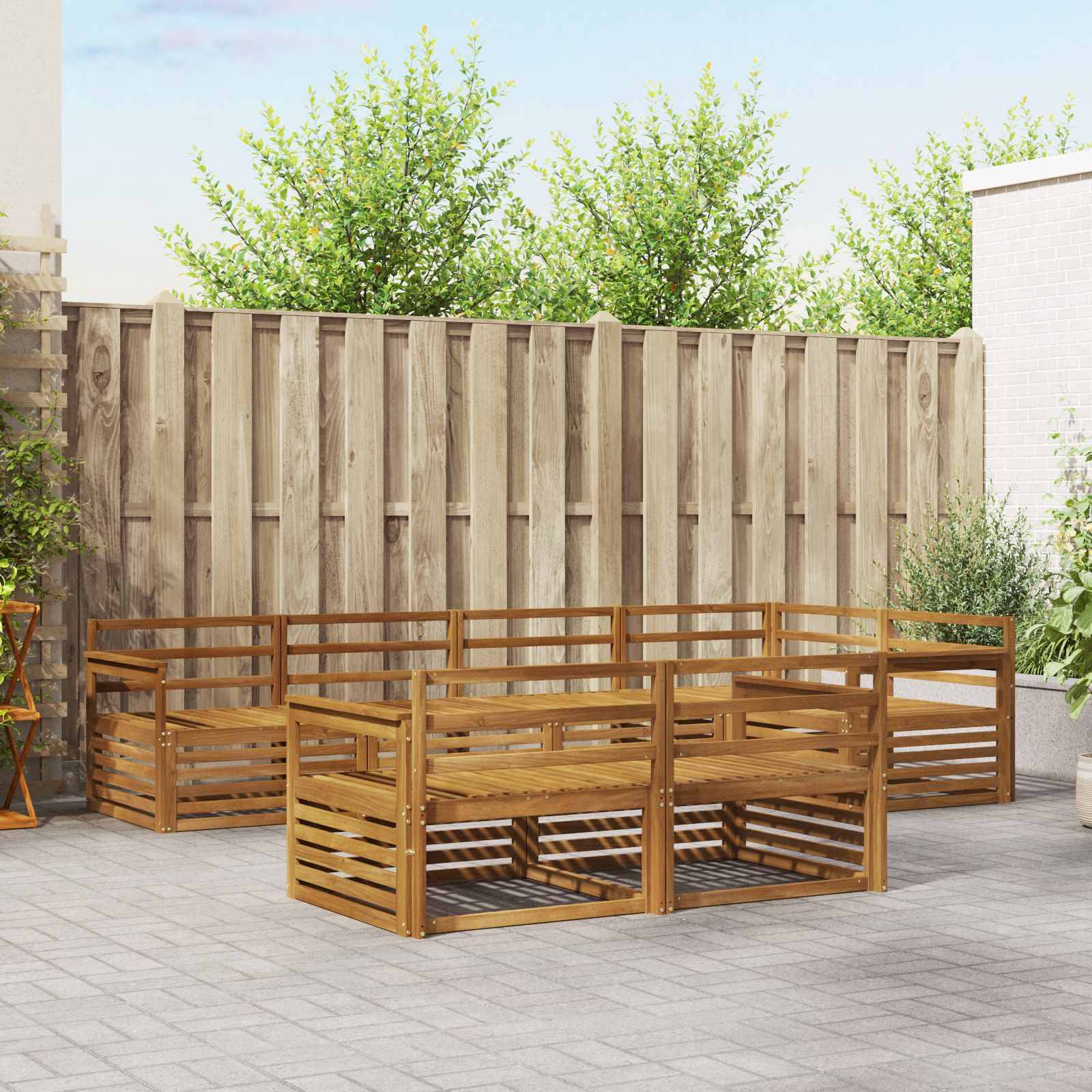 vidaXL Outdoor-Sofagarnitur 7 pcs Natur Massivholz Akazie