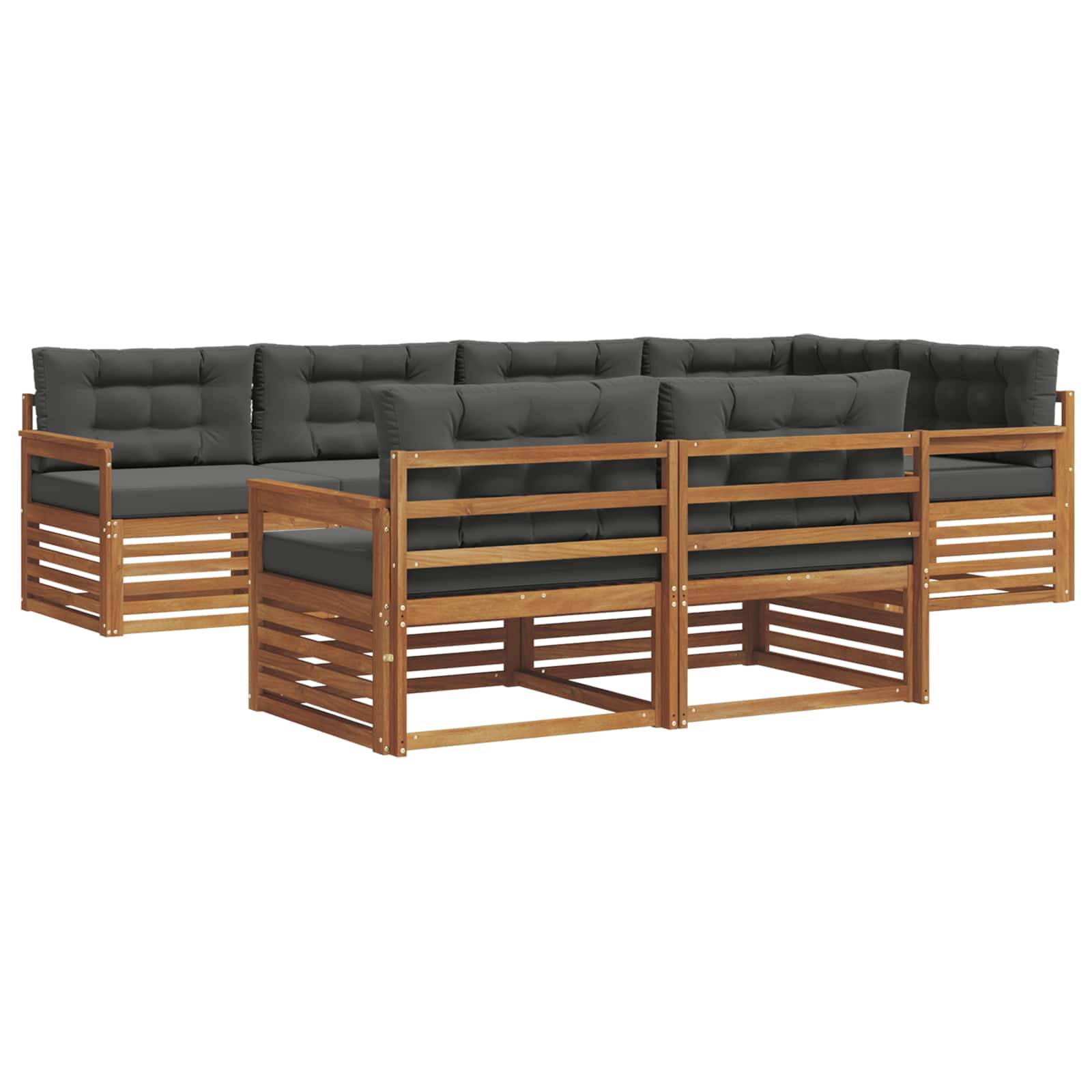 vidaXL Outdoor-Sofagarnitur mit Kissen 7 pcs Natur und Anthrazit