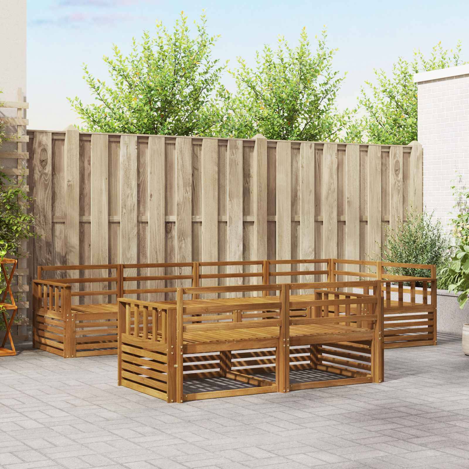 vidaXL Outdoor-Sofagarnitur 7 pcs Natur Massivholz Akazie