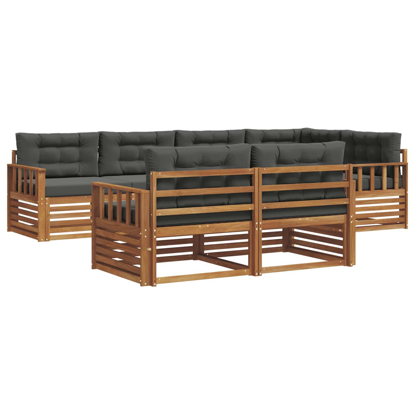 vidaXL Outdoor-Sofagarnitur mit Kissen 7 pcs Natur und Anthrazit