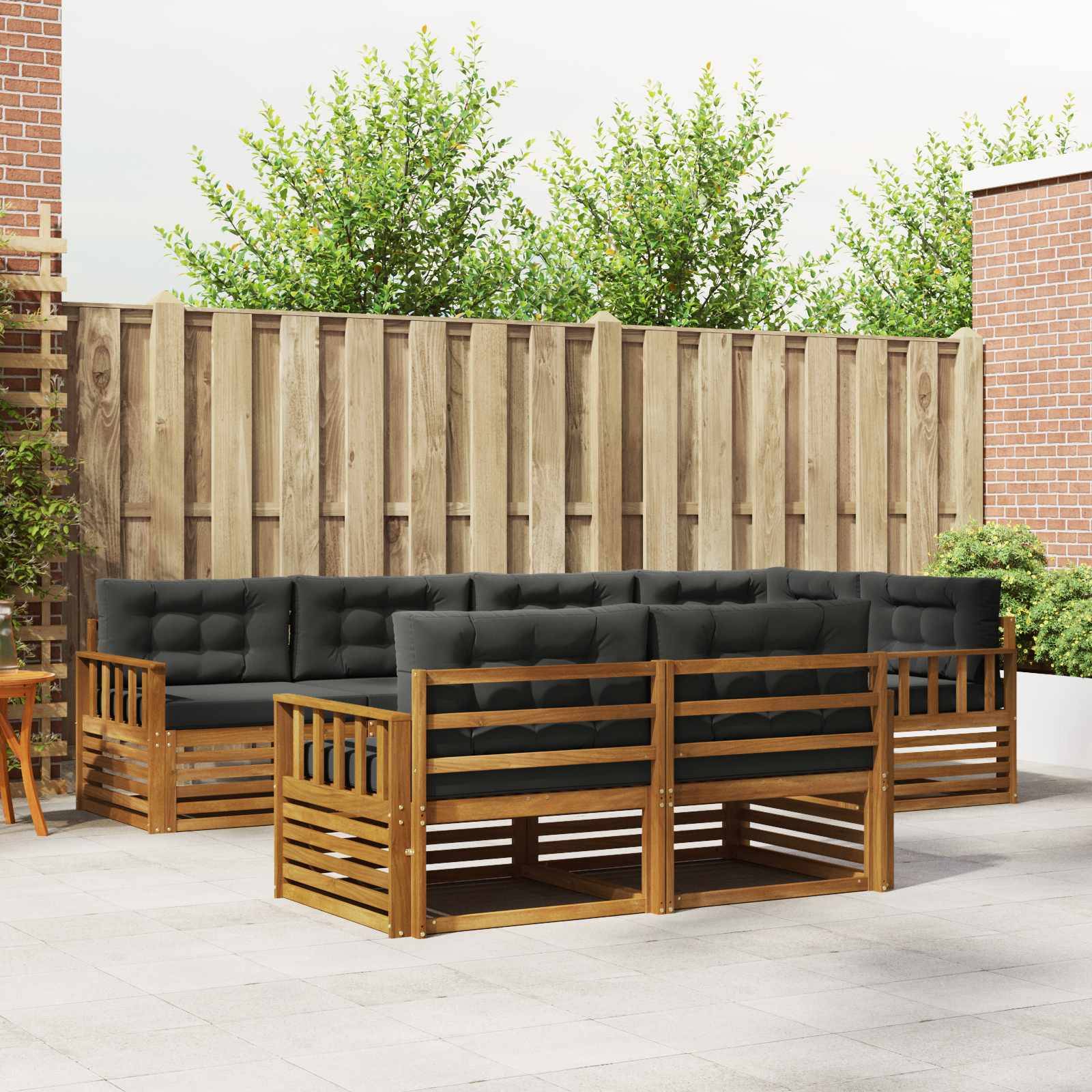 vidaXL Outdoor-Sofagarnitur mit Kissen 7 pcs Natur und Anthrazit