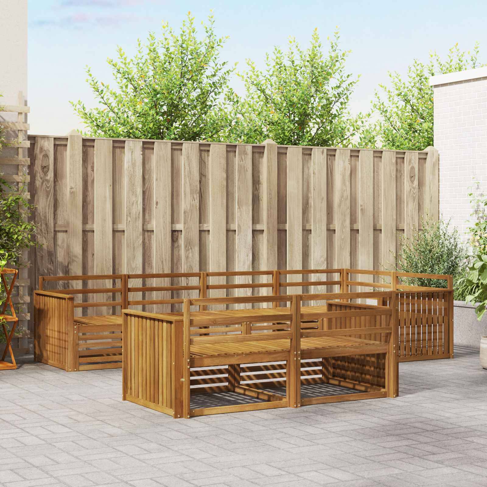 vidaXL Outdoor-Sofagarnitur 7 pcs Natur Massivholz Akazie