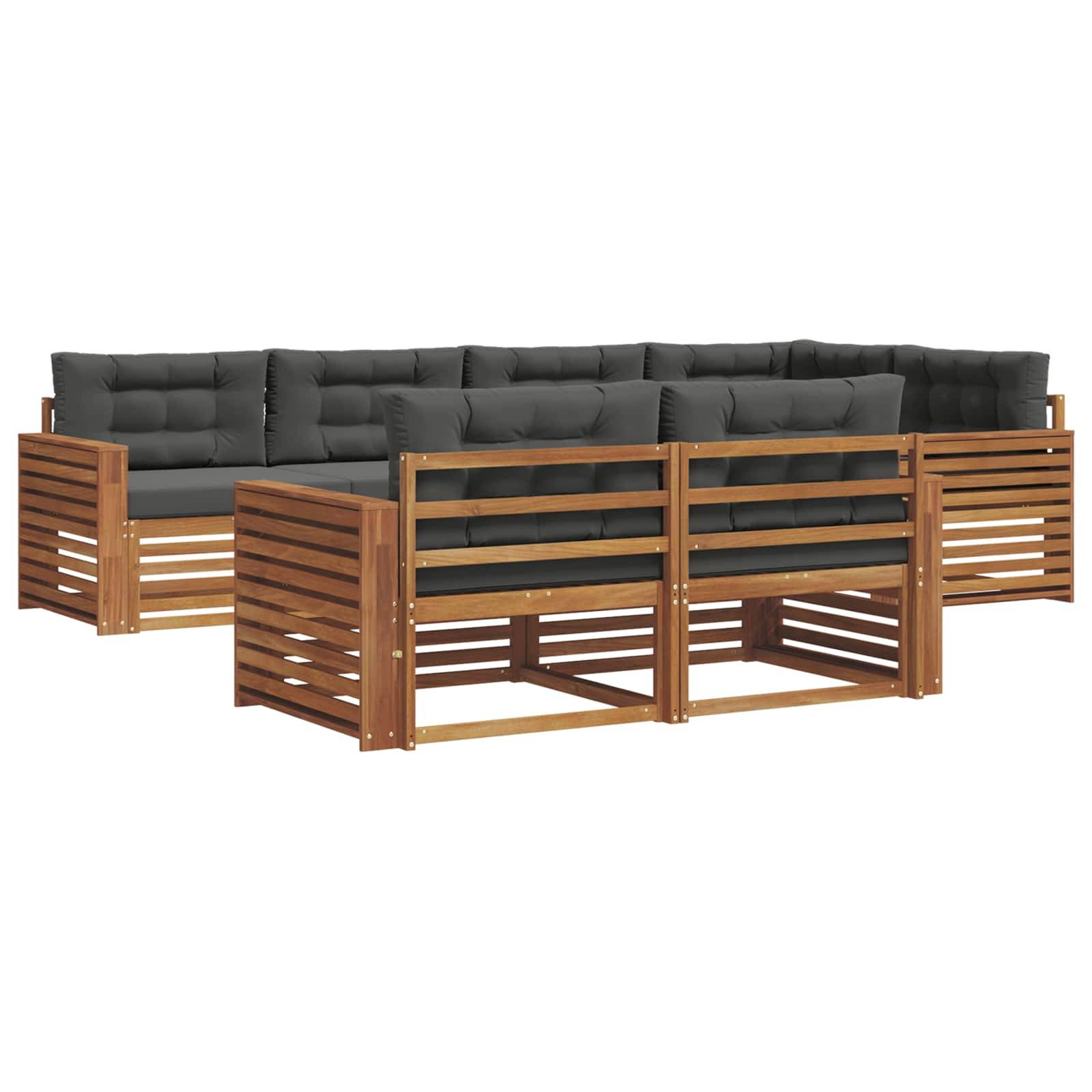 vidaXL Outdoor-Sofagarnitur mit Kissen 7 pcs Natur und Anthrazit