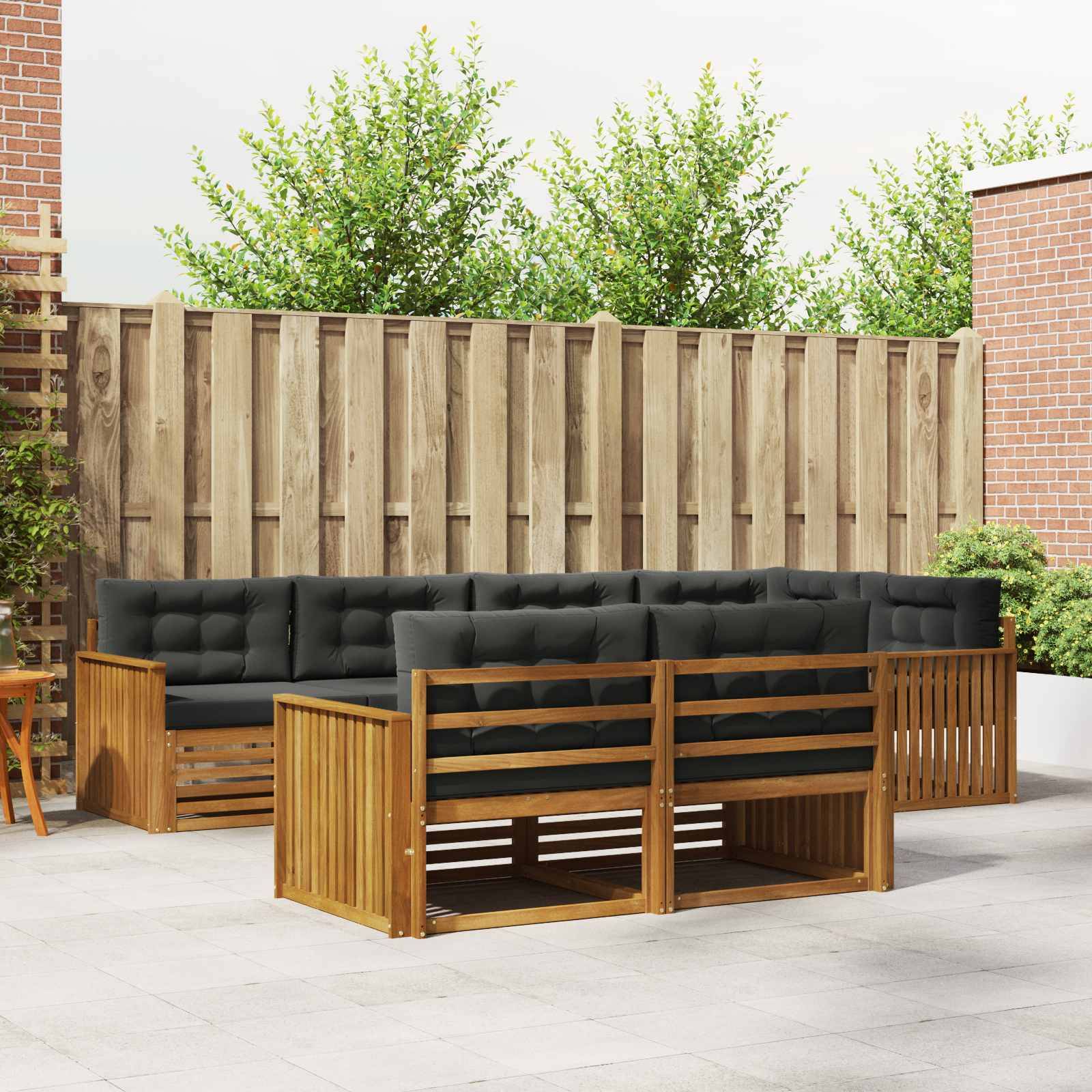 vidaXL Outdoor-Sofagarnitur mit Kissen 7 pcs Natur und Anthrazit
