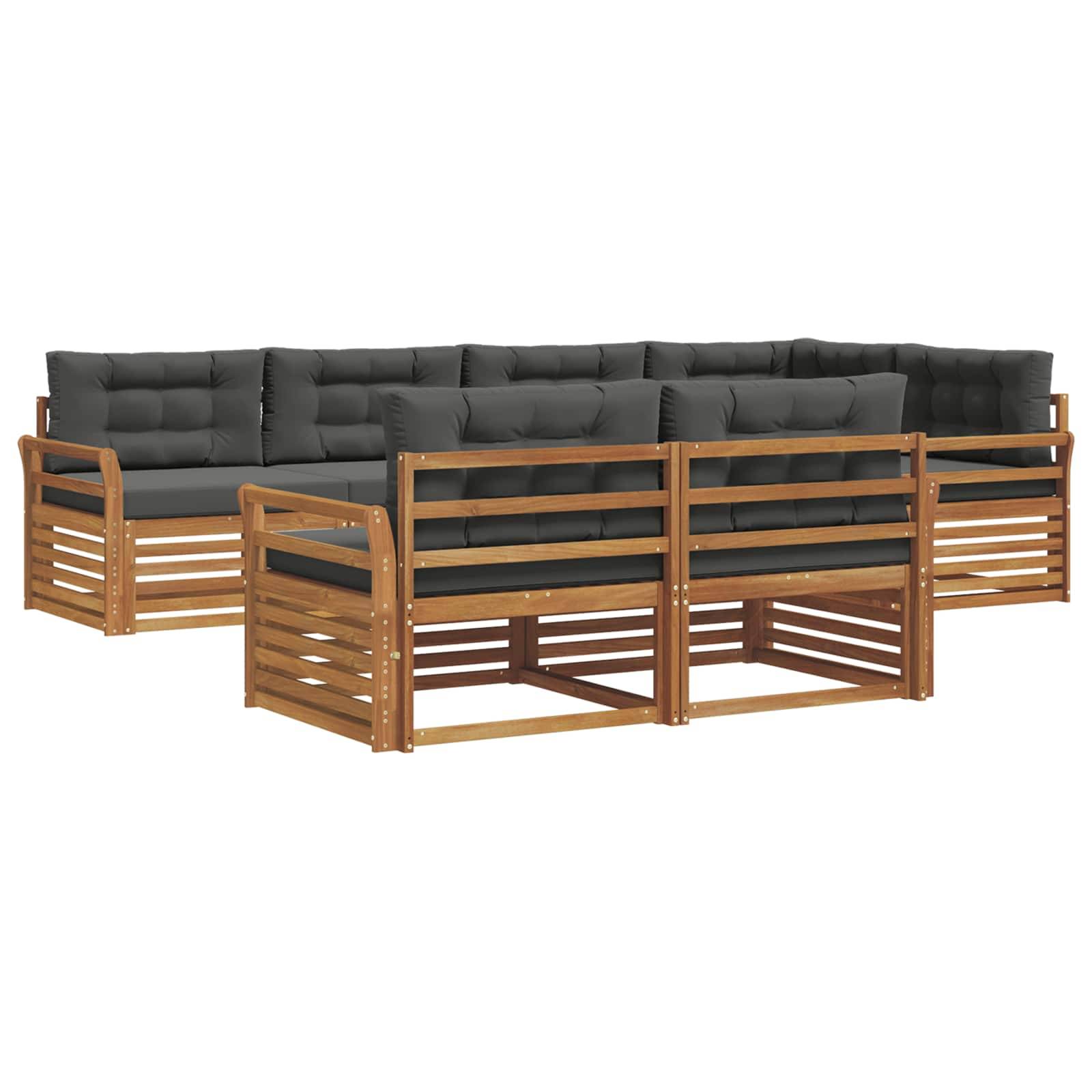 vidaXL Outdoor-Sofagarnitur mit Kissen 7 pcs Natur und Anthrazit