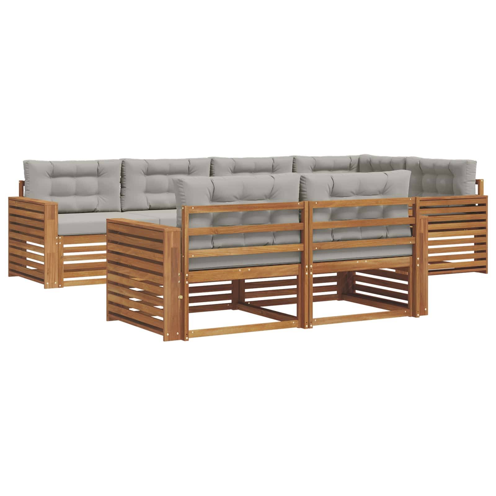 vidaXL Outdoor-Sofagarnitur mit Kissen 7 pcs Natürlich und Hellgrau