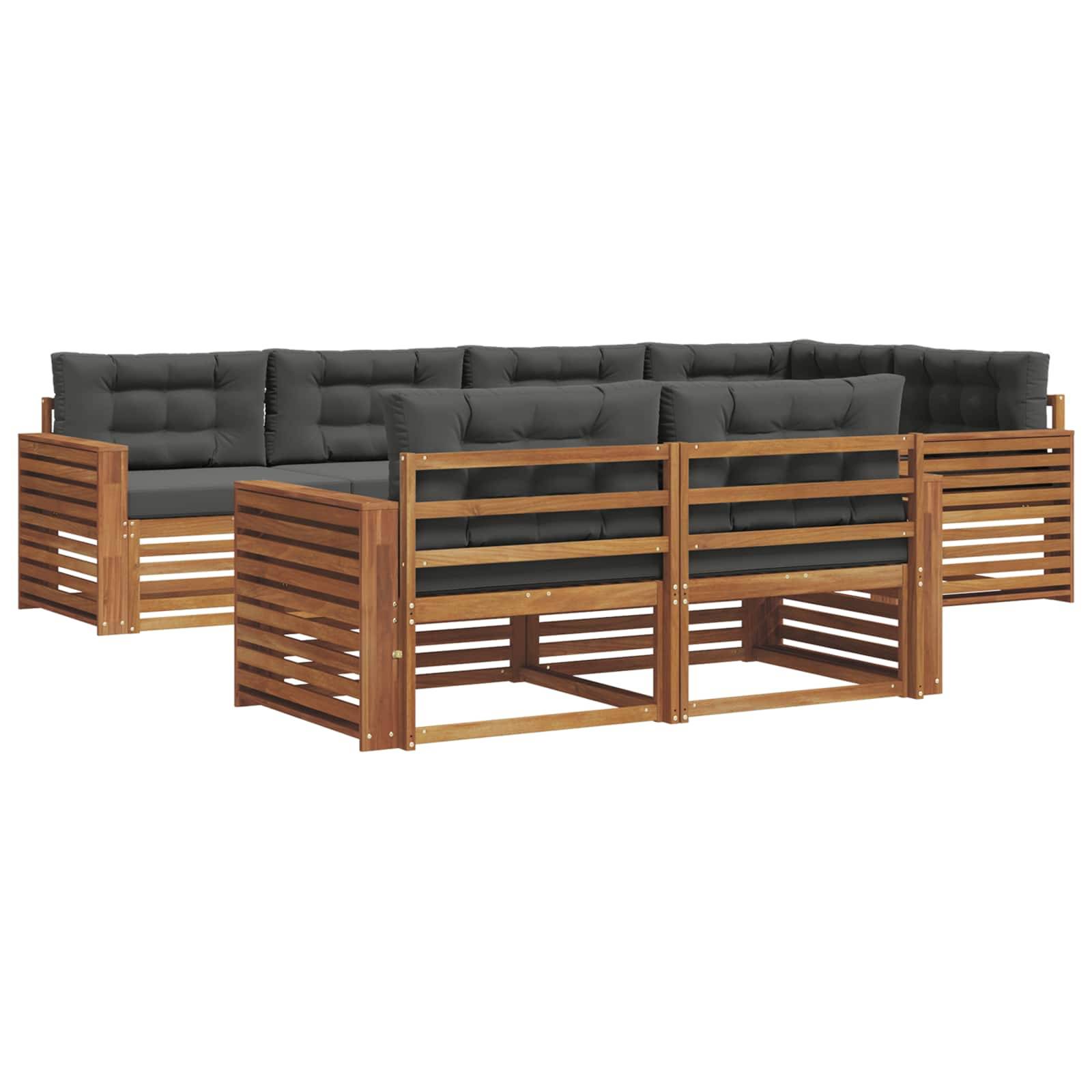vidaXL Outdoor-Sofagarnitur mit Kissen 7 pcs Natur und Anthrazit