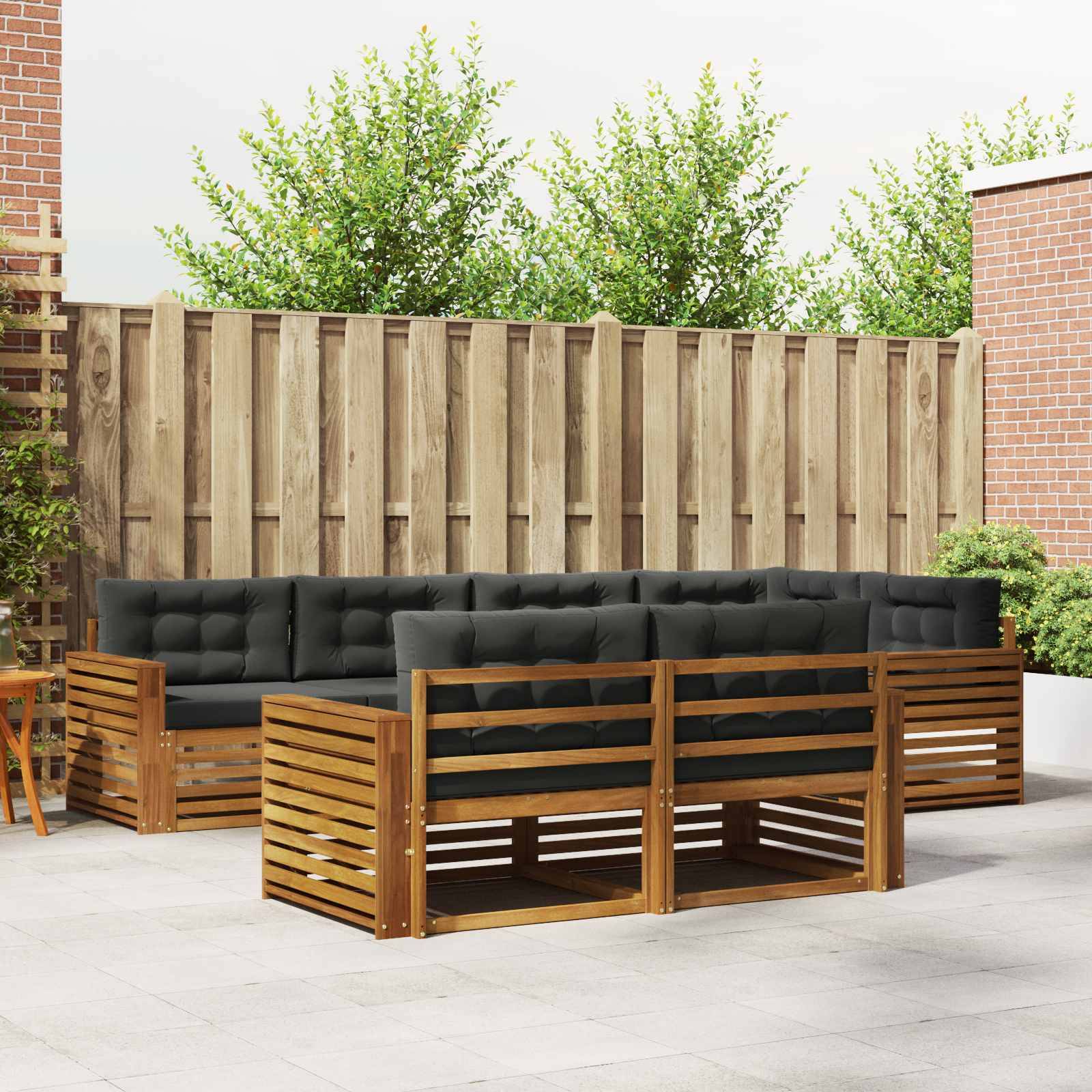 vidaXL Outdoor-Sofagarnitur mit Kissen 7 pcs Natur und Anthrazit
