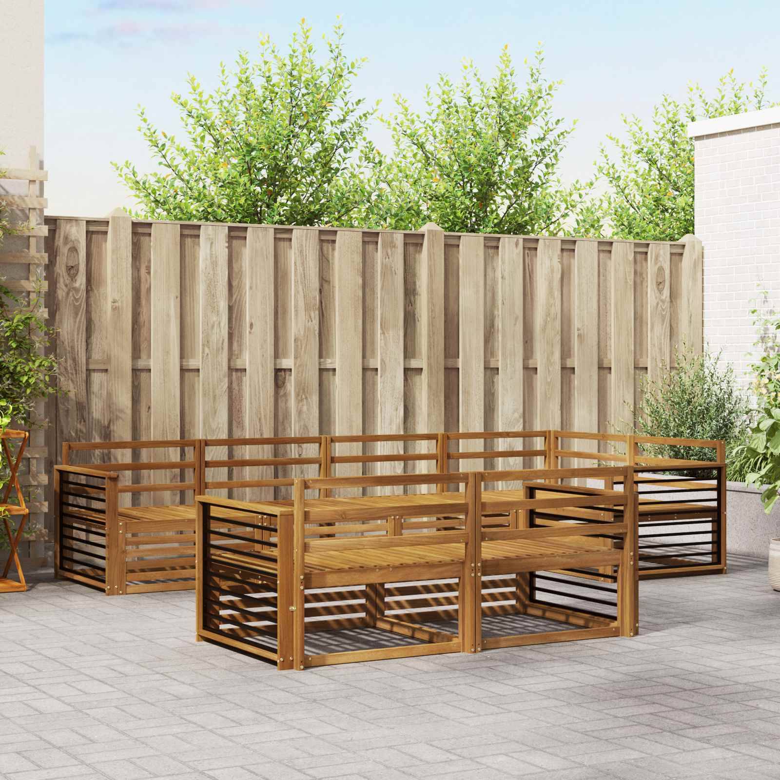 vidaXL Outdoor-Sofagarnitur 7 pcs Natur Massivholz Akazie