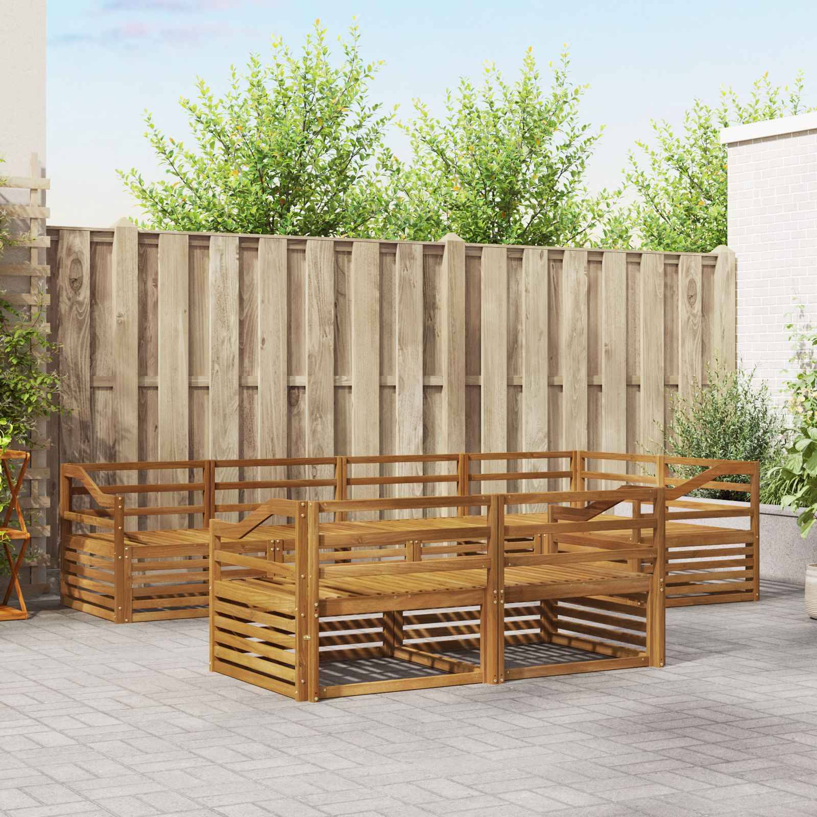 vidaXL Outdoor-Sofagarnitur 7 pcs Natur Massivholz Akazie