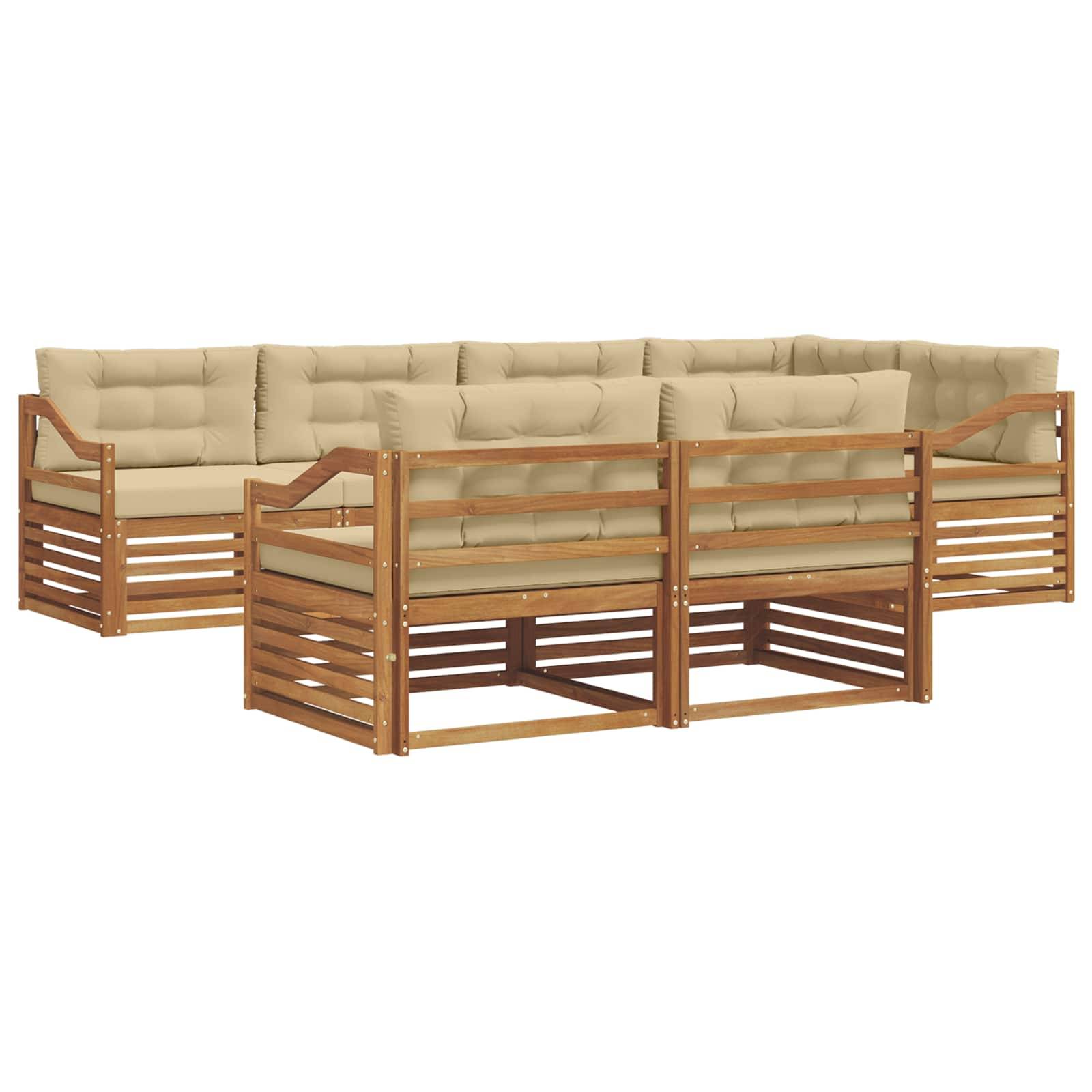vidaXL Outdoor-Sofagarnitur mit Kissen 7 pcs Natur und Beige