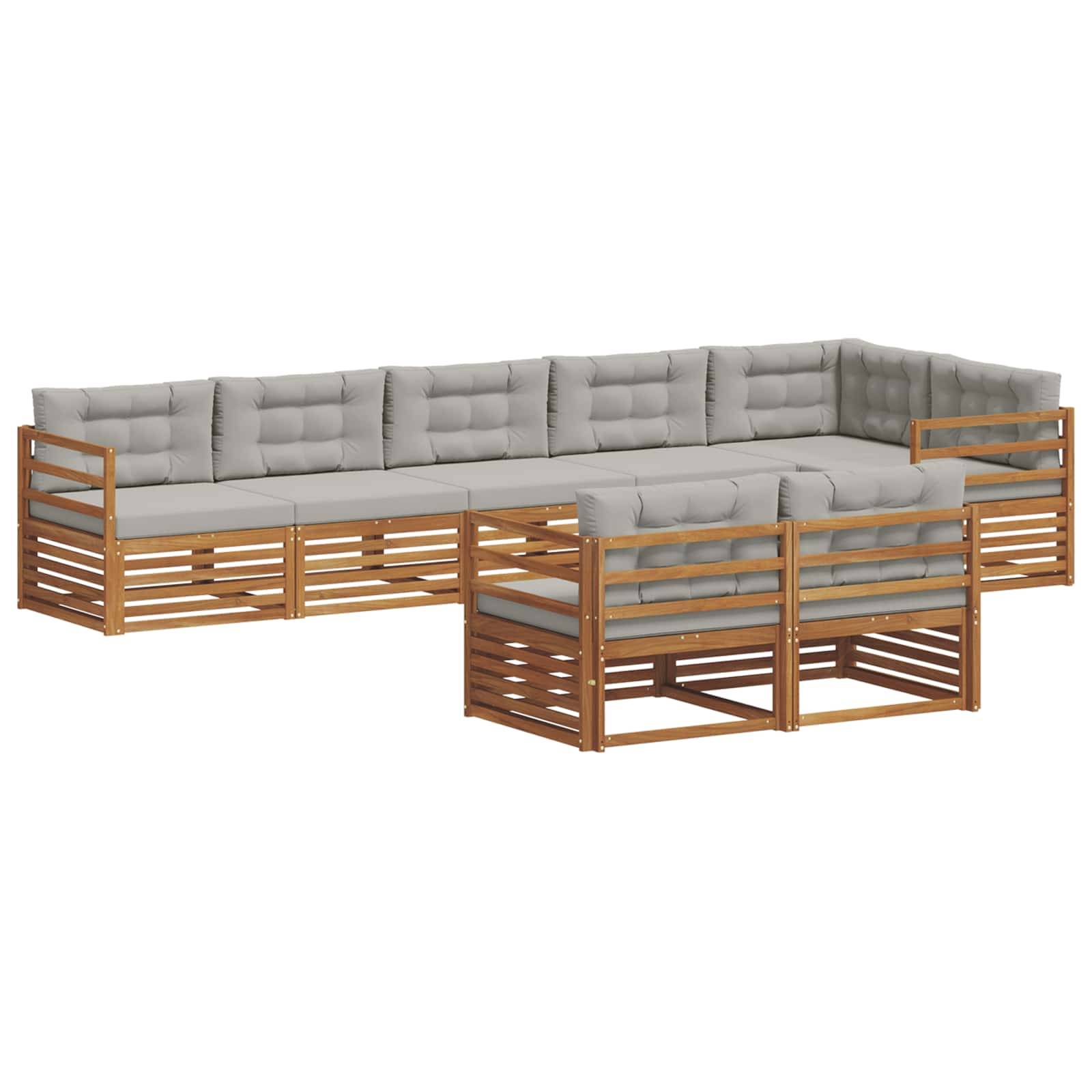 vidaXL Outdoor-Sofagarnitur mit Kissen 8 pcs Natürlich und Hellgrau