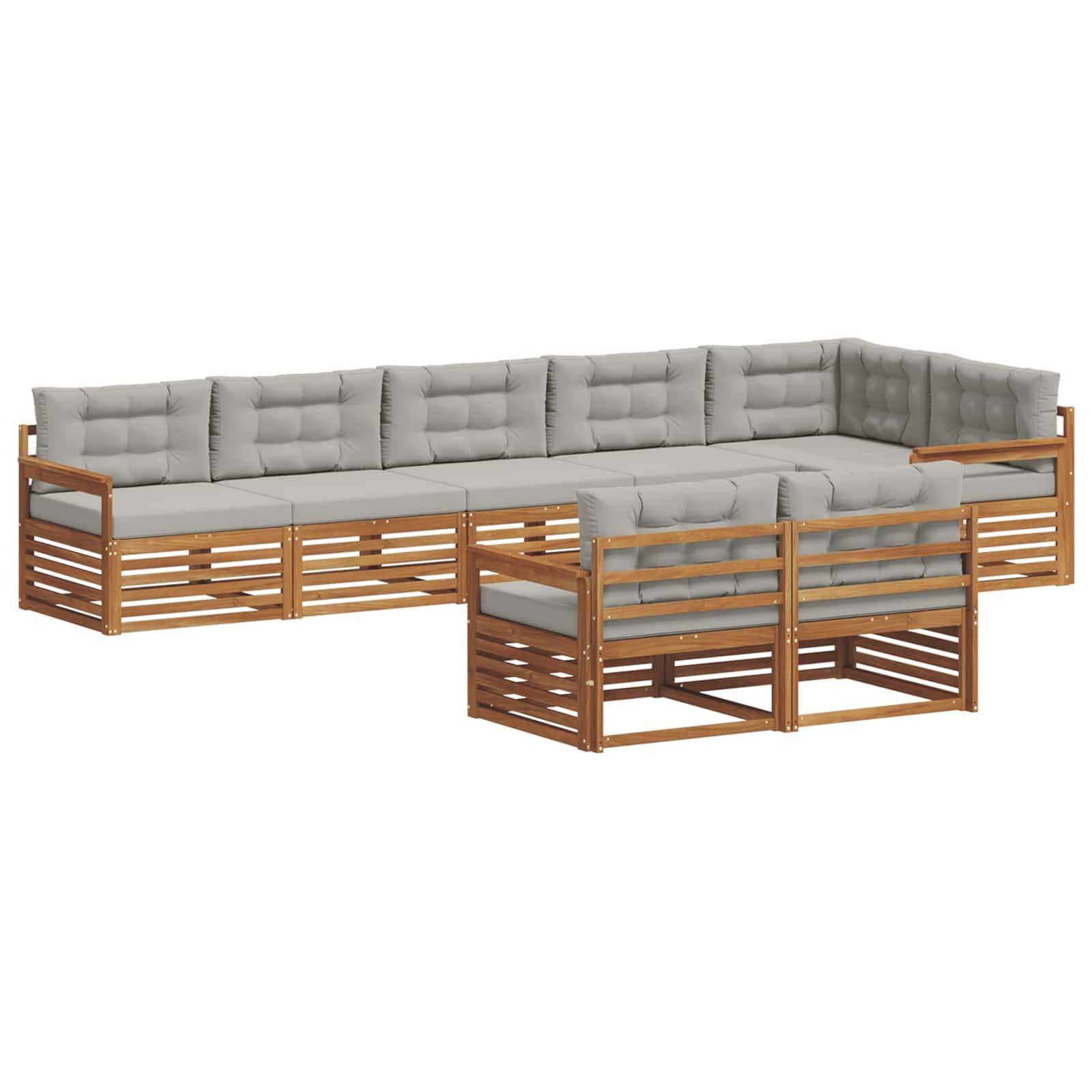 vidaXL Outdoor-Sofagarnitur mit Kissen 8 pcs Natürlich und Hellgrau